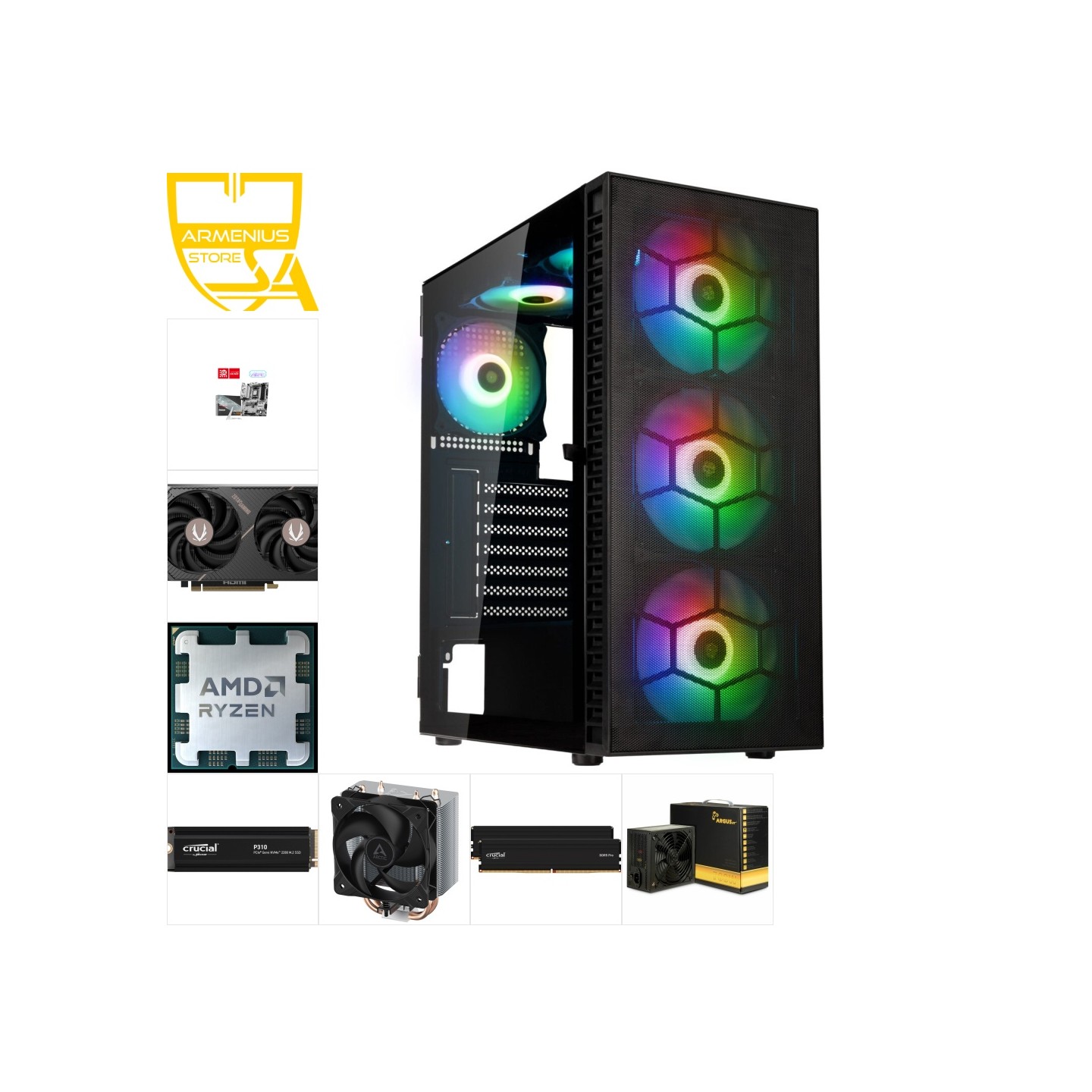 Custom Gaming PC - Ryzen 5 7600, RTX 5060 Ti 8GB, 32GB DDR5-5600, 1TB NVMe — Buy in Cyprus with Fast Delivery
