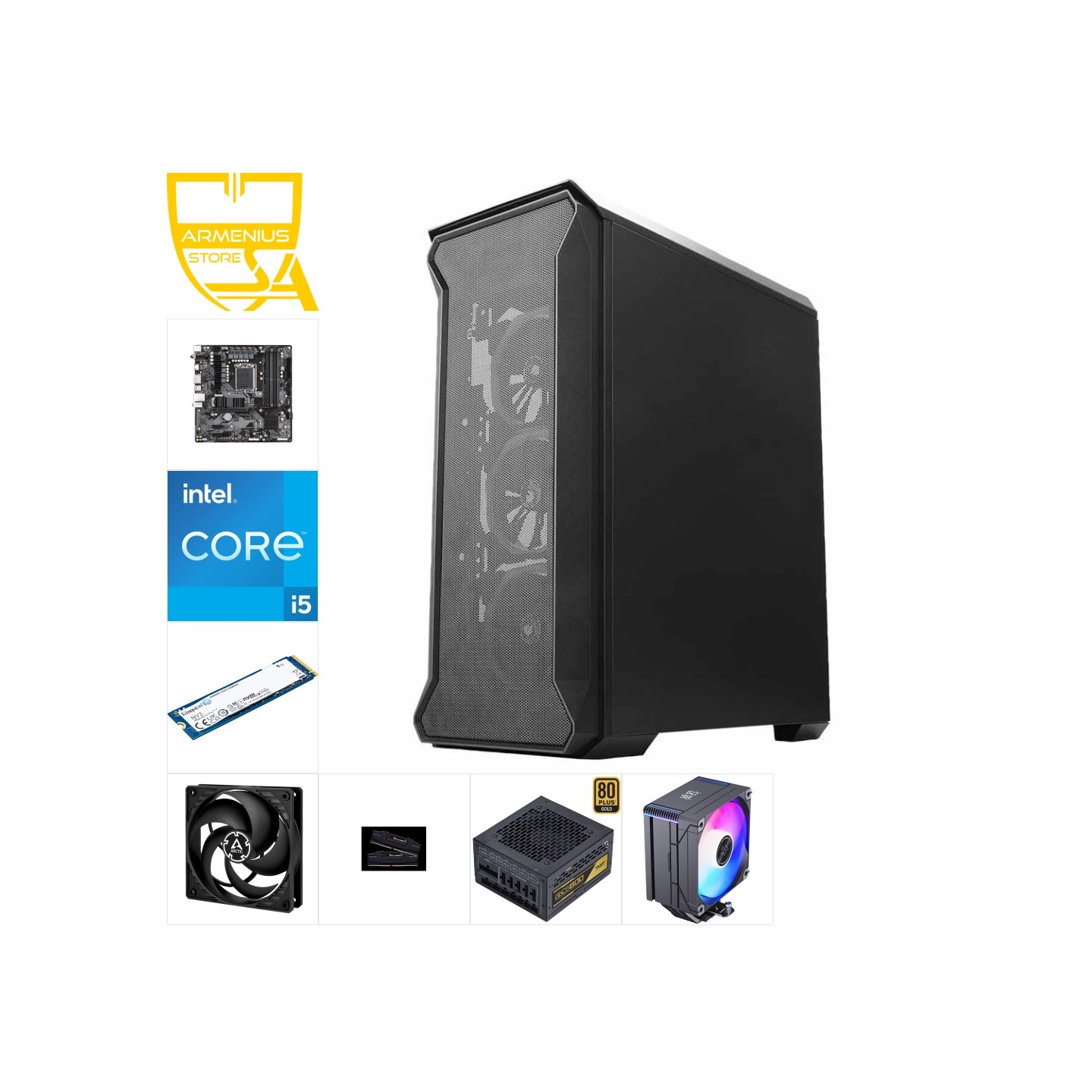 Custom Workstation PC - Intel Core i5-14400, Intel UHD 730, 32GB DDR4, 1TB NVMe — Buy in Cyprus with Fast Delivery