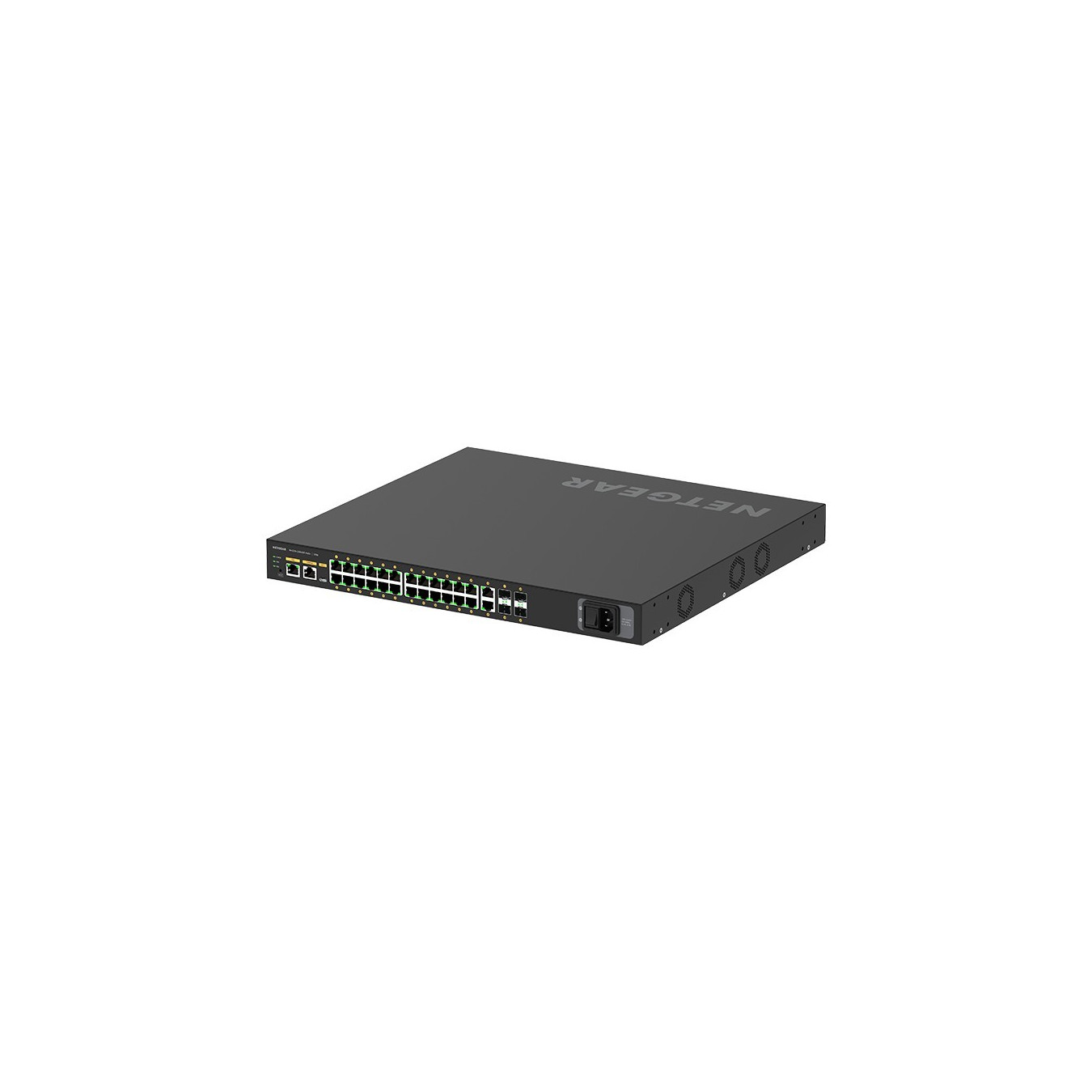 NETGEAR M4250-26G4XF-PoE+ - 24x Gigabit PoE+ Ports, 4x SFP+ Uplinks, L2/L3 Managed, Black, ARM Cortex-A57