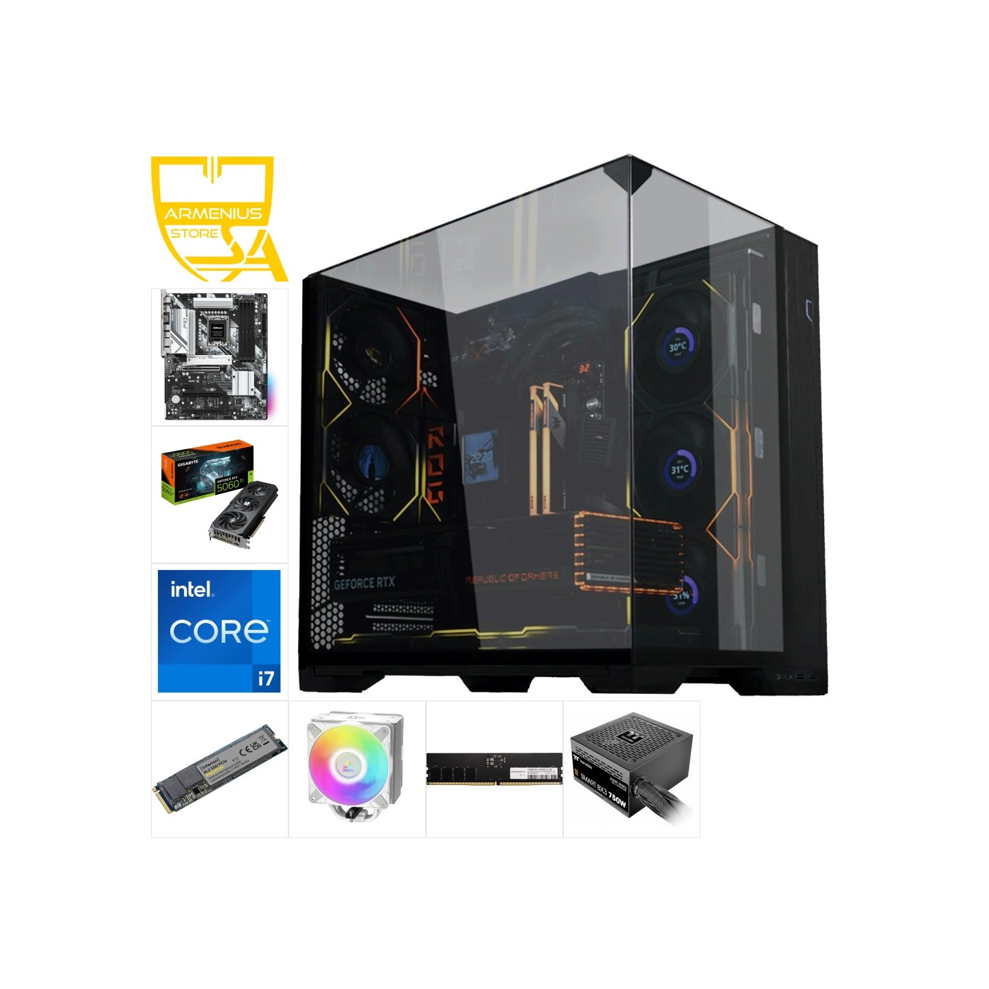 Custom Gaming PC - Intel Core i7-12700F, RTX 5060 Ti, 16GB DDR5, 1TB NVMe — Buy in Cyprus with Fast Delivery