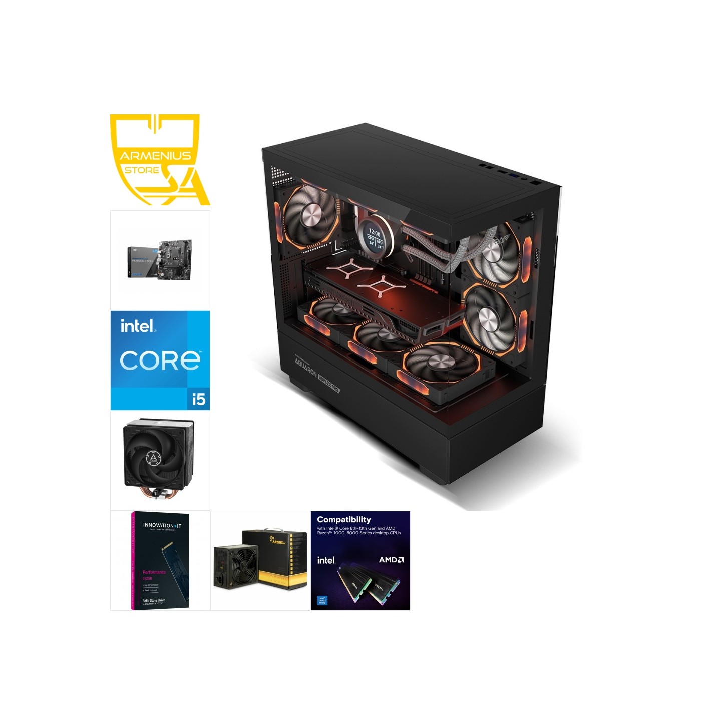 Custom PC - Intel Core i5-12400, Intel UHD 730, 16GB DDR4, 512GB NVMe — Buy in Cyprus with Fast Delivery