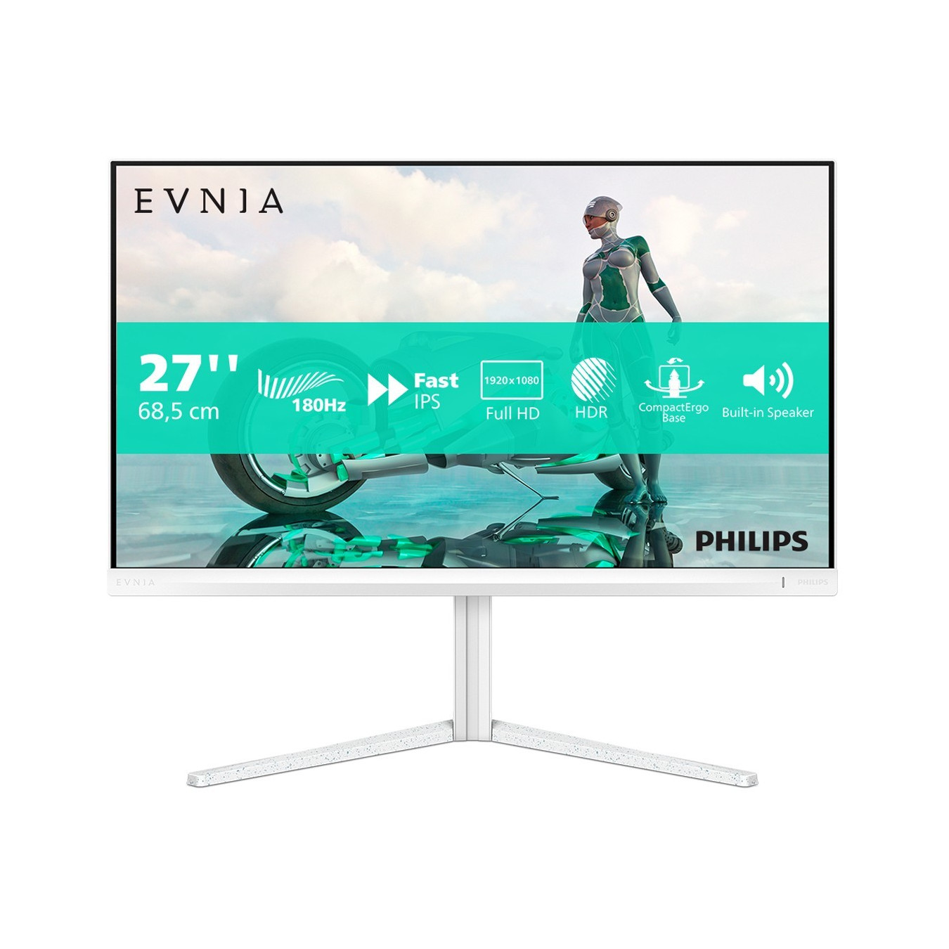 Philips Evnia 27M2N3201A - 27-inch FHD IPS Gaming Monitor, 180Hz, 1ms GTG, HDR10, White — Buy in Cyprus with Fast Delivery