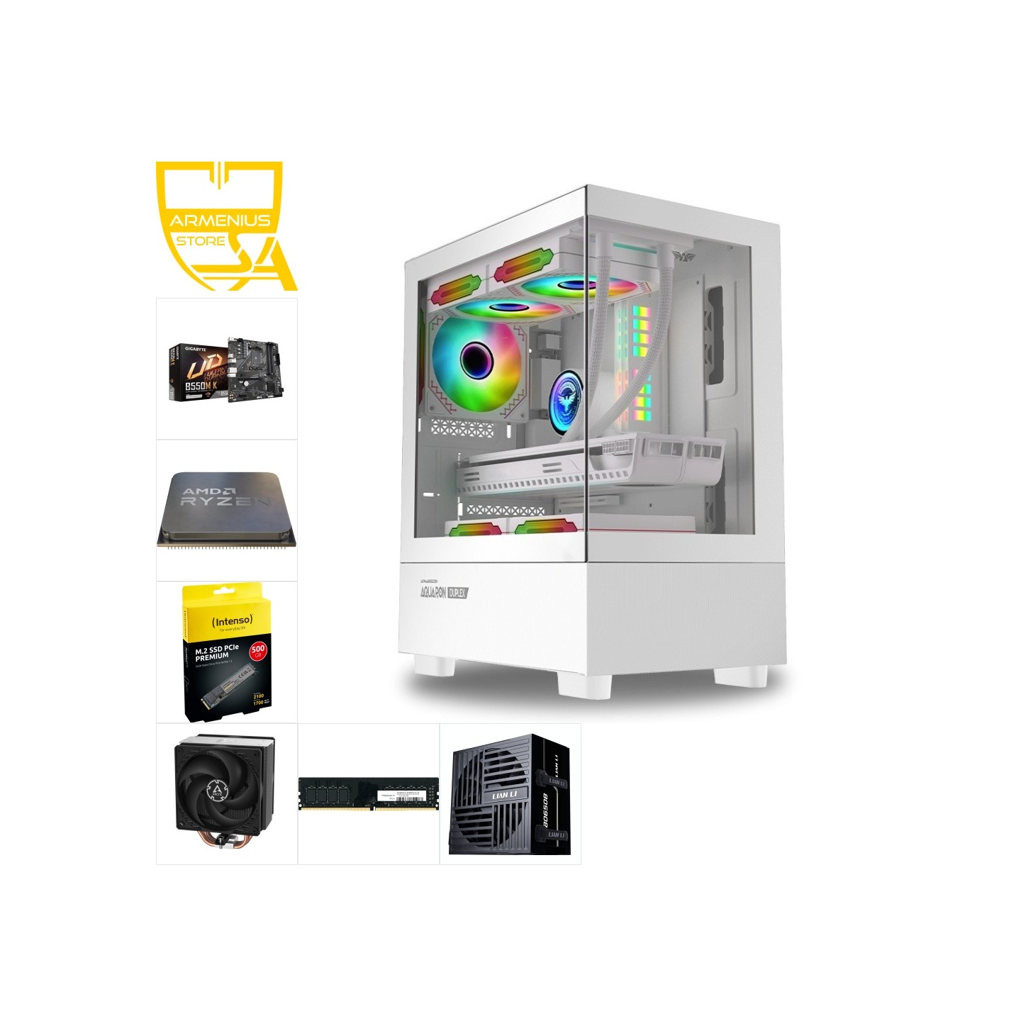 Custom 1080p Gaming PC - Ryzen 5 5600G, Integrated Radeon Graphics, 16GB DDR4, 500GB NVMe — Buy in Cyprus with Fast Delivery