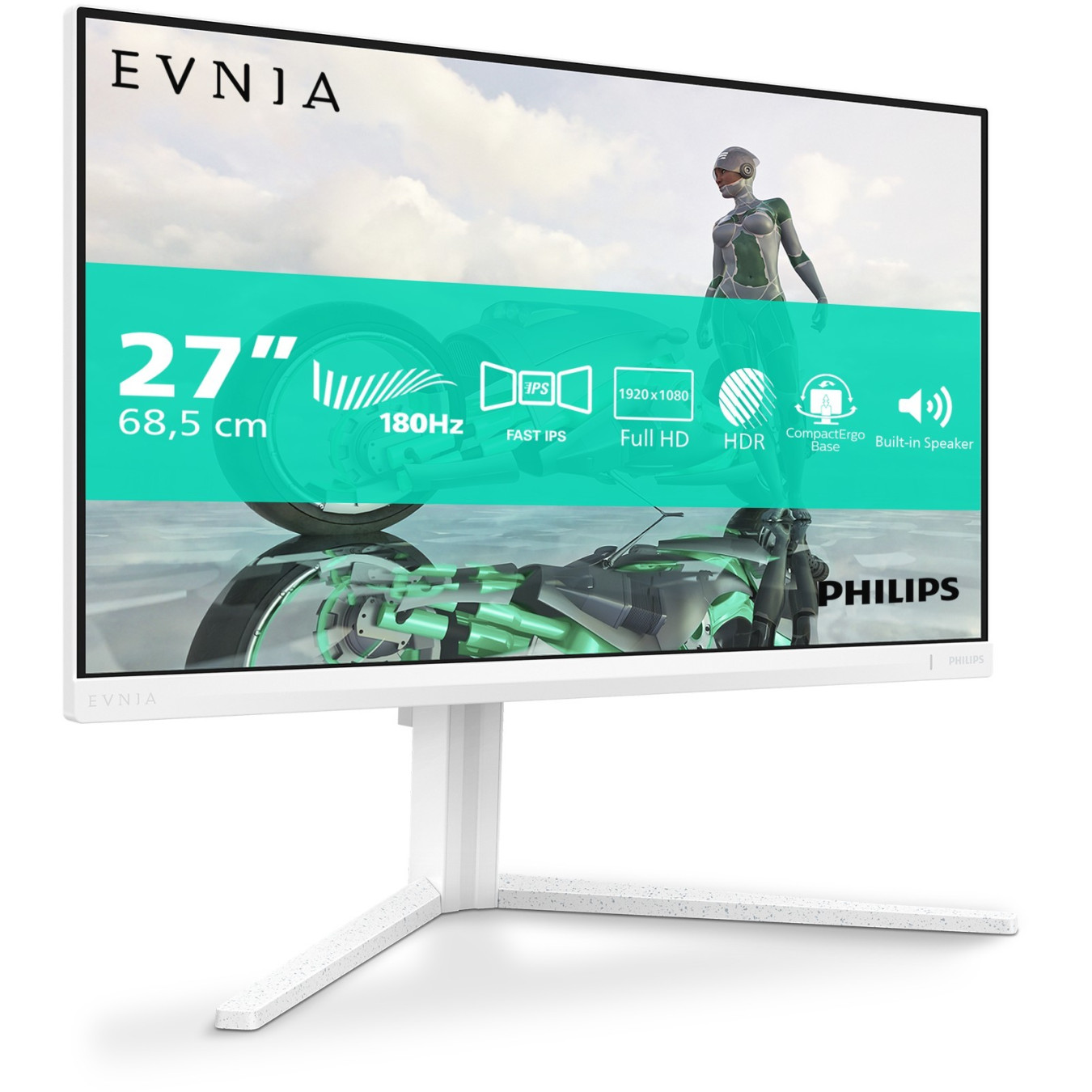 Philips Evnia 27M2N3201A - 27-inch FHD IPS Gaming Monitor, 180Hz, 1ms GTG, HDR10, White — Buy in Cyprus with Fast Delivery