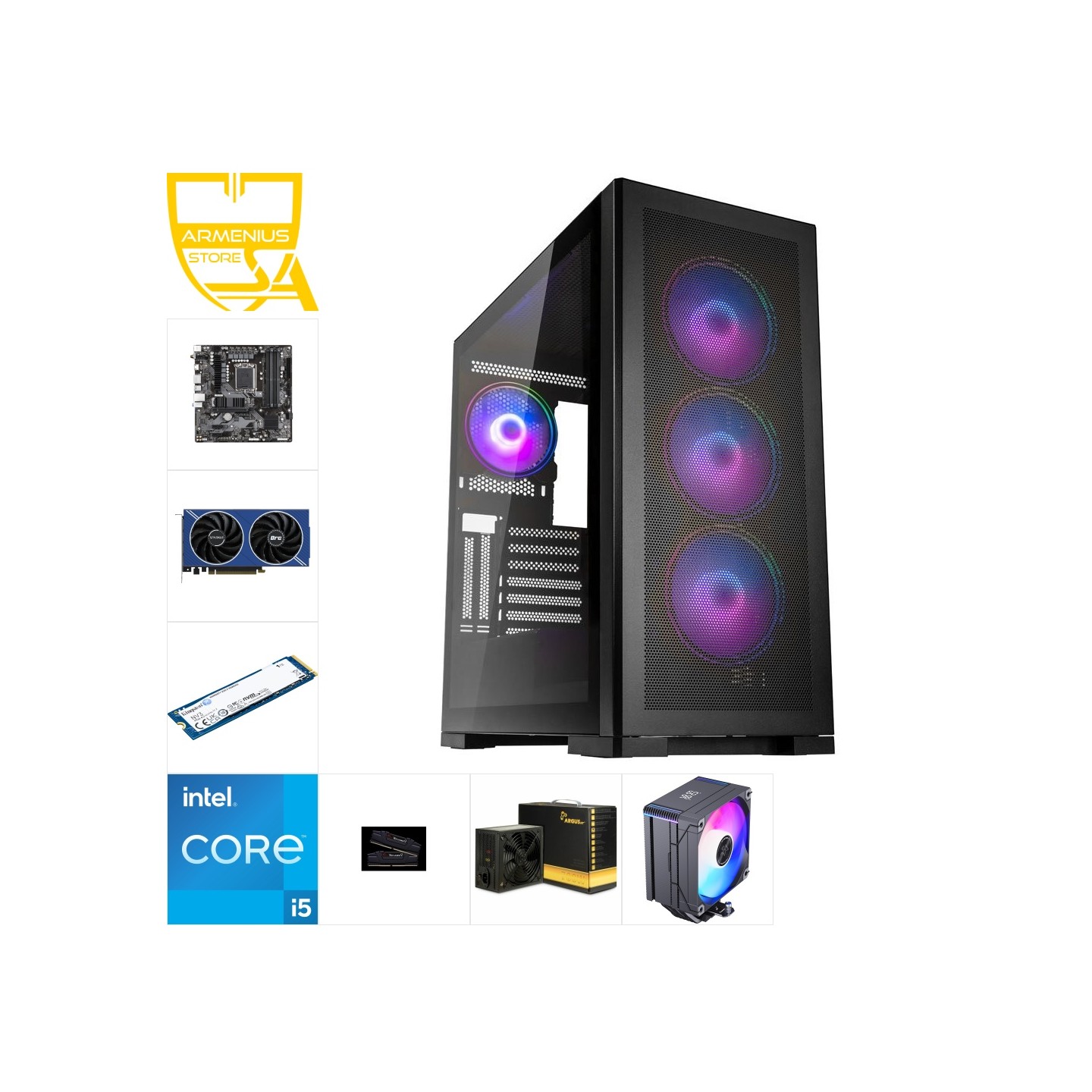 Custom 1080p Gaming PC - Intel i5-12400F, Intel Arc A580, 32GB DDR4, 1TB NVMe — Buy in Cyprus with Fast Delivery