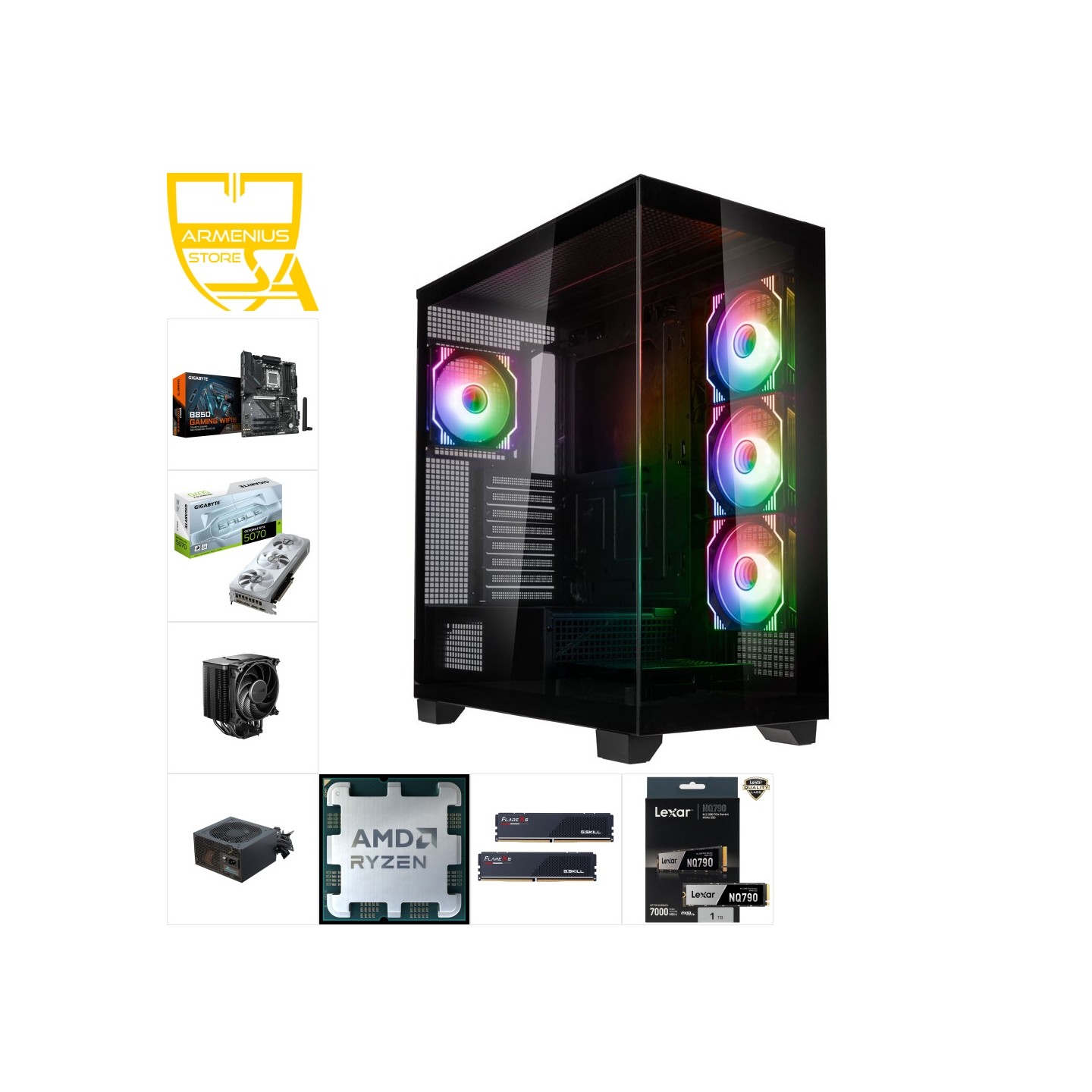 Custom Gaming PC - Ryzen 7 7700X, RTX 5070, 32GB DDR5, 1TB NVMe — Buy in Cyprus with Fast Delivery
