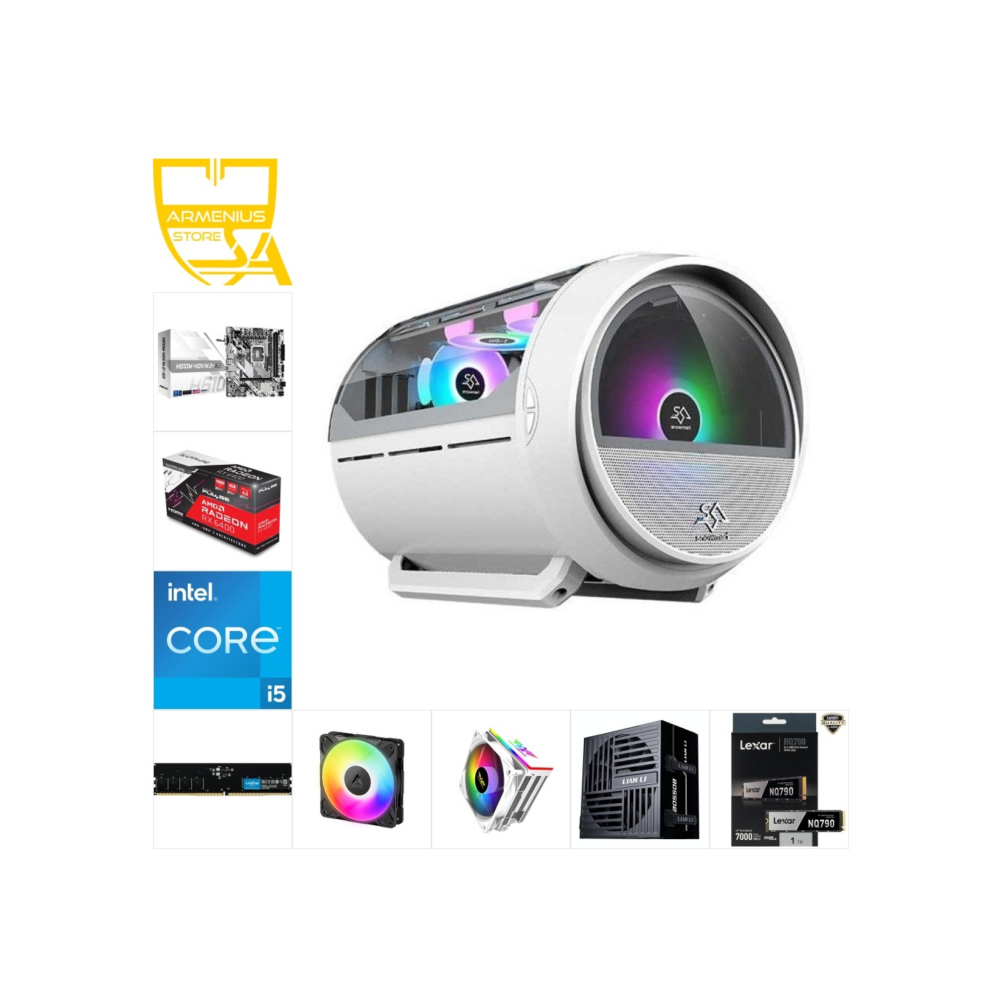 Custom 1080p Gaming PC - Intel Core i5-14400F, Radeon RX 6400, 16GB DDR5, 1TB NVMe — Buy in Cyprus with Fast Delivery