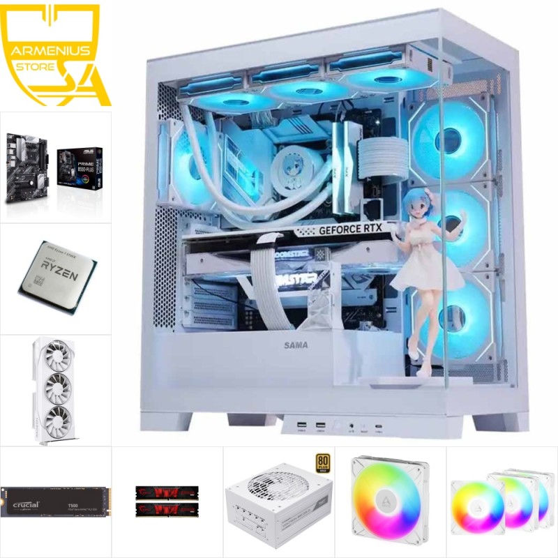 Custom Gaming PC - Ryzen 7 5700X, Radeon RX 9060 XT 16GB, 16GB DDR4, 2TB NVMe — Buy in Cyprus with Fast Delivery