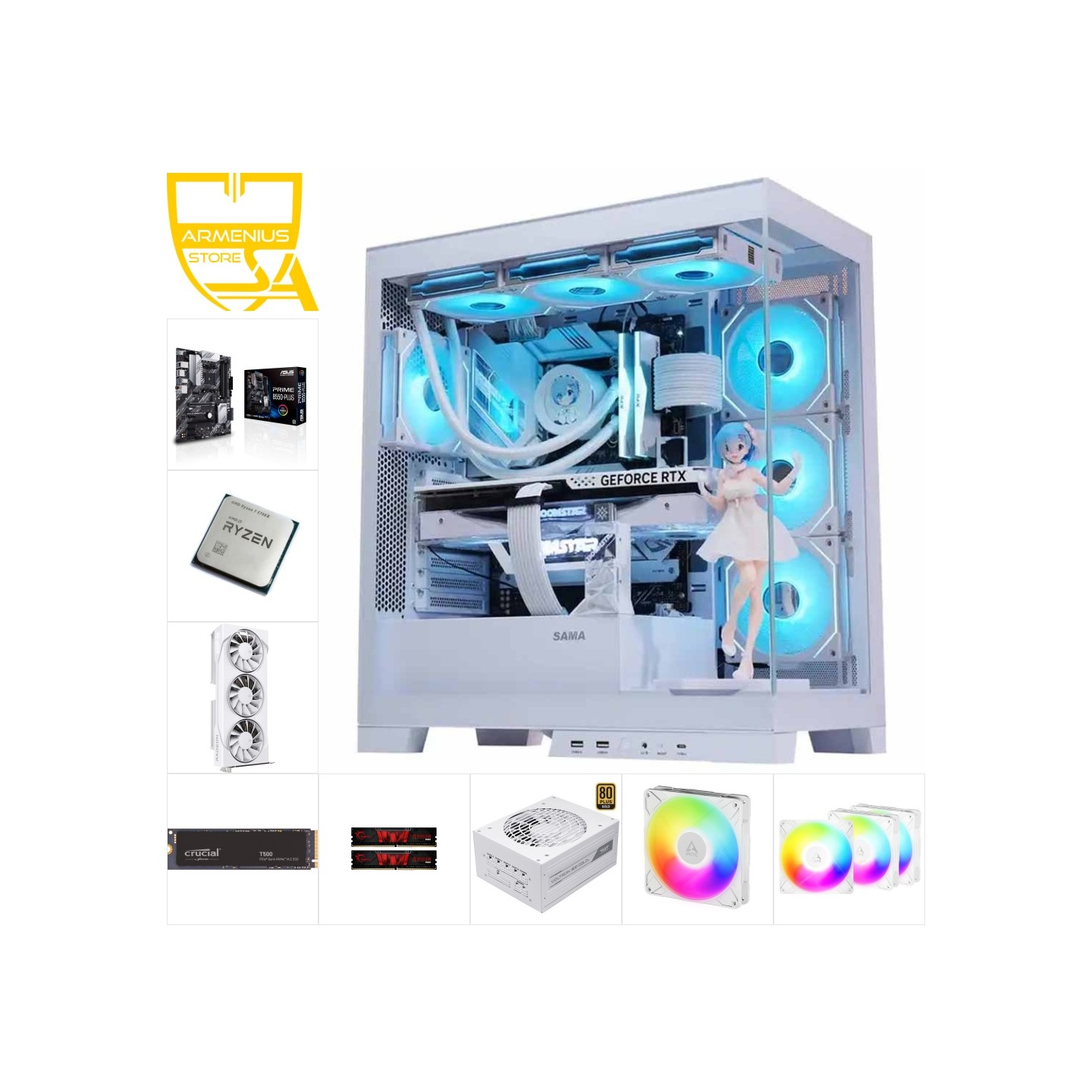 Custom Gaming PC - Ryzen 7 5700X, Radeon RX 9060 XT 16GB, 16GB DDR4, 2TB NVMe — Buy in Cyprus with Fast Delivery