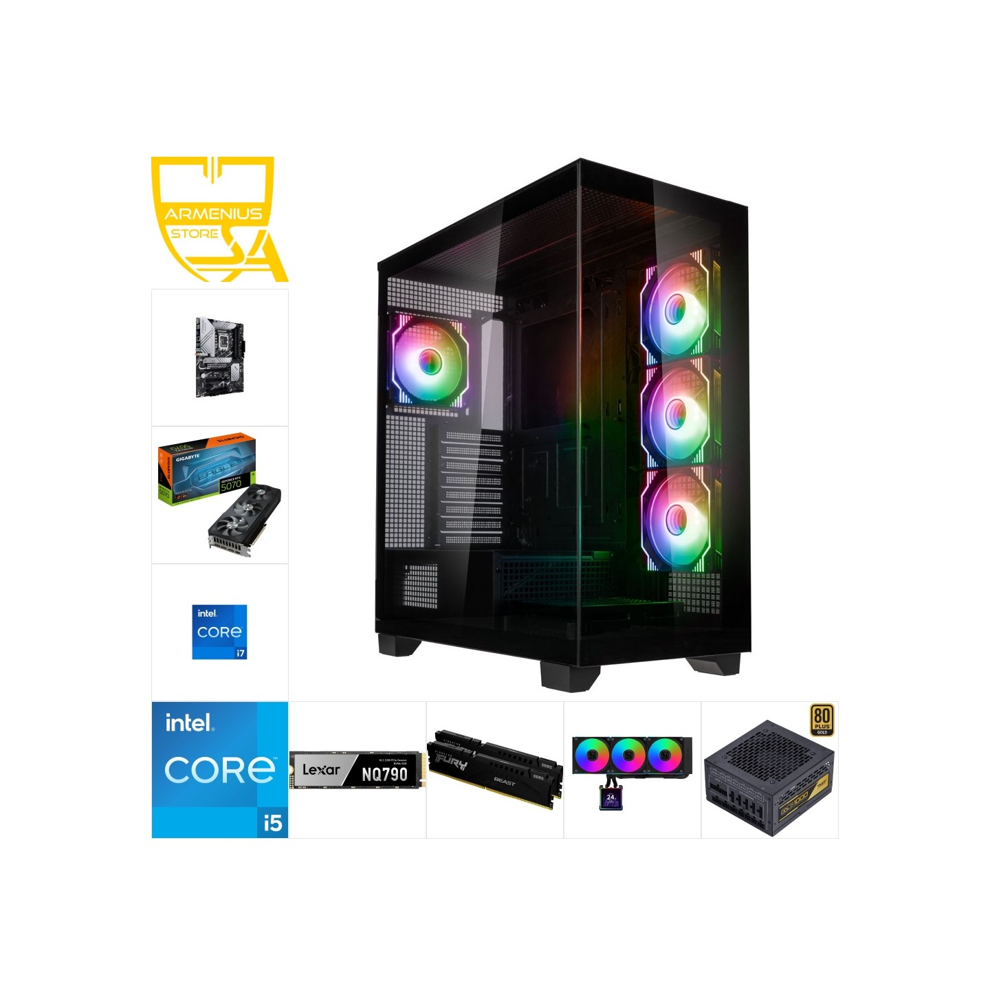Custom High performance PC - Intel Core i7-14700KF, RTX 5070, 32GB DDR5, 2TB NVMe — Buy in Cyprus with Fast Delivery