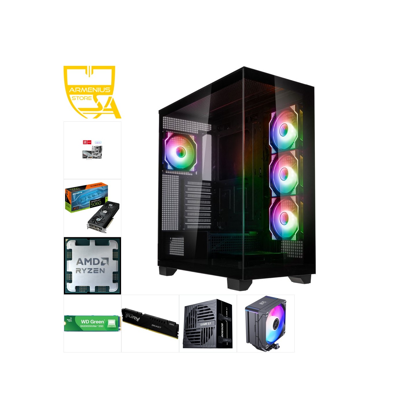 Custom Gaming PC - Ryzen 7 7700 | RTX 5060 8GB | 32GB DDR5 | 1TB NVMe - Built & Tested — Armenius Store Cyprus