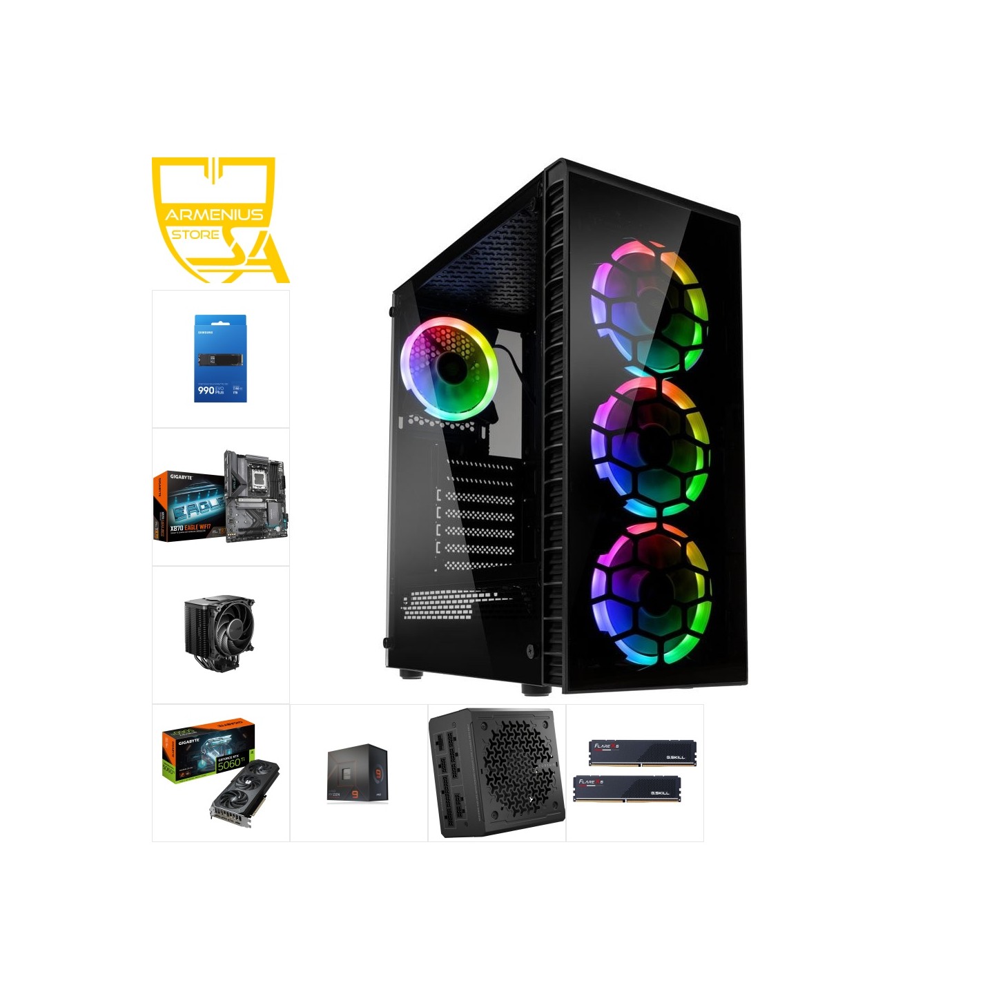 Custom Gaming PC | Ryzen 9 7900X • RTX 5060 Ti • 32GB DDR5 • 1TB NVMe — Armenius Store Cyprus