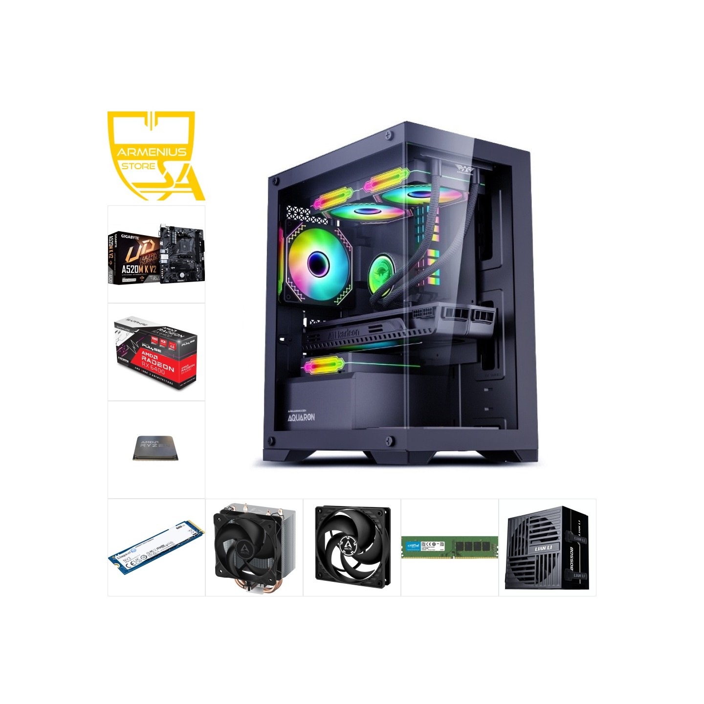 Custom 1080p Gaming PC - Ryzen 5 4500, RX 6400, 16GB DDR4, 512GB NVMe — Buy in Cyprus with Fast Delivery