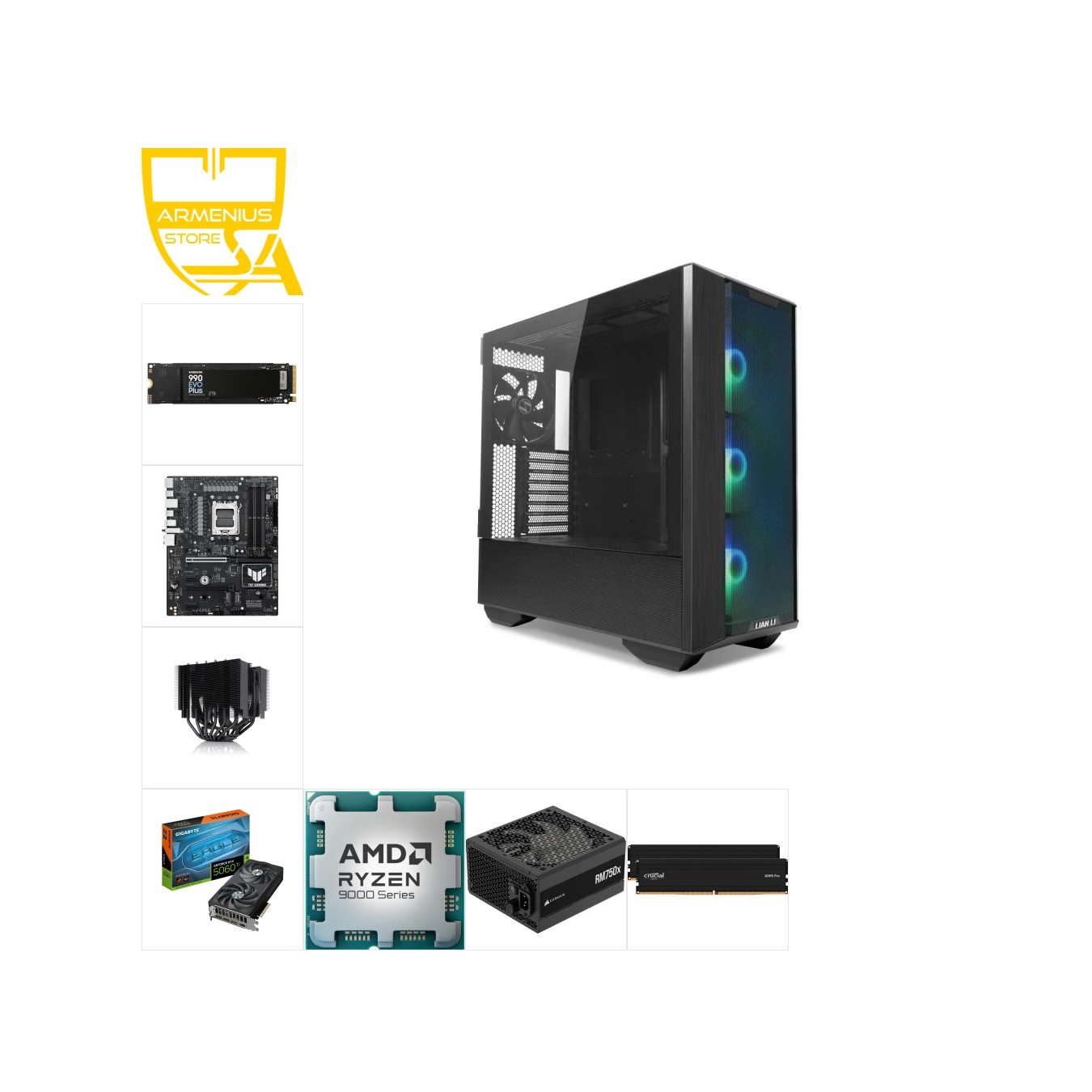 Custom High performance PC - Ryzen 9 9900X, RTX 5060 Ti, 64GB DDR5, 2TB NVMe — Buy in Cyprus with Fast Delivery — Armenius Store