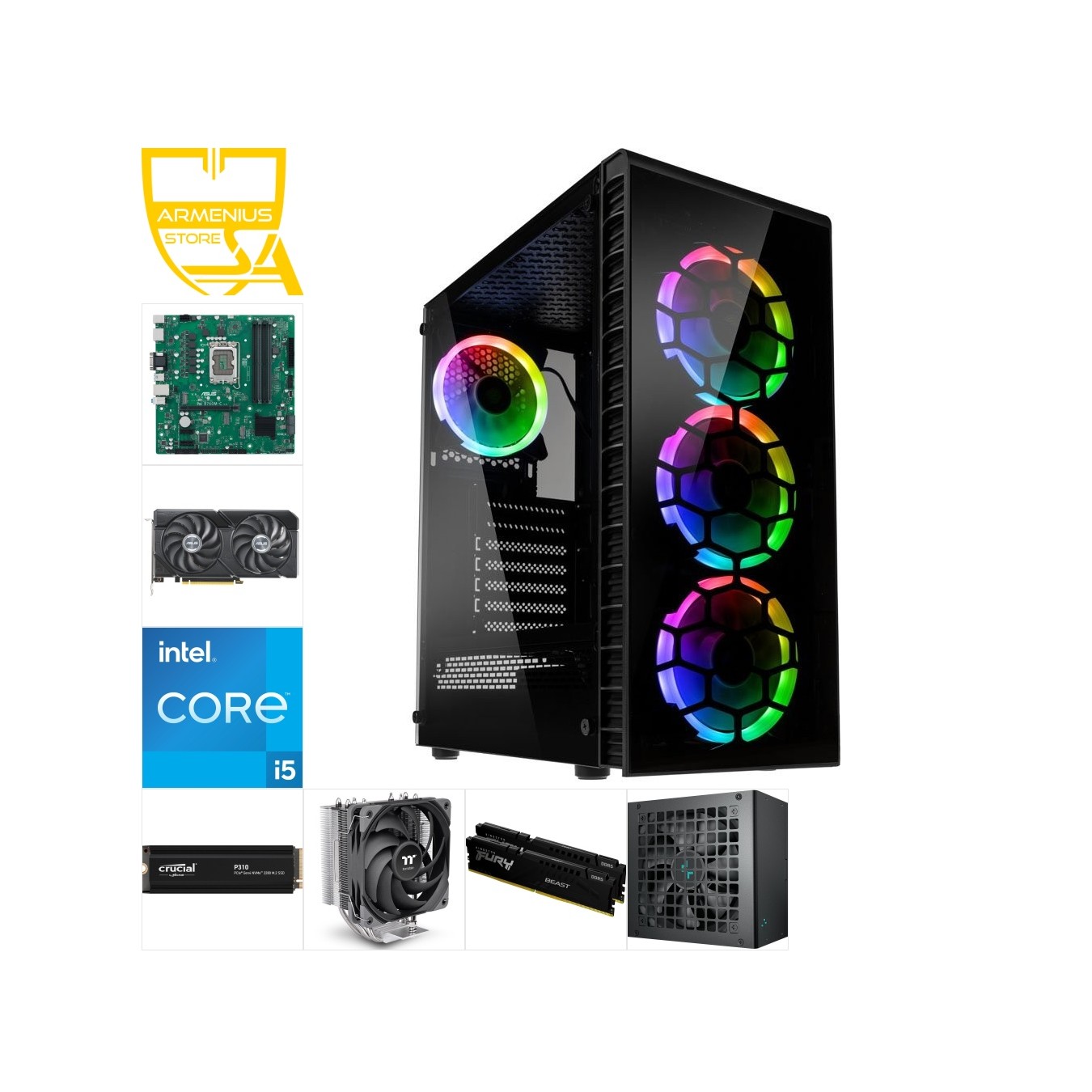 Custom 1080p Gaming PC | i5-12400, RTX 4060 Ti, 16GB DDR5, 1TB NVMe — Armenius Store Cyprus