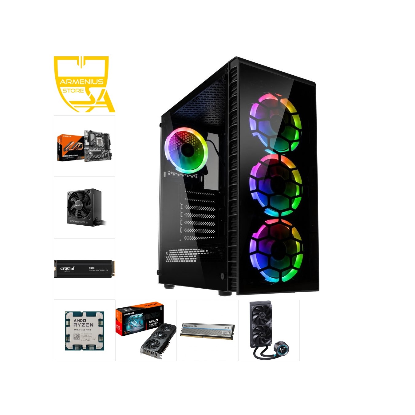 Custom Gaming PC | Ryzen 5 7600X, Radeon RX 9060 XT, 16GB DDR5, 1TB NVMe — Armenius Store Cyprus
