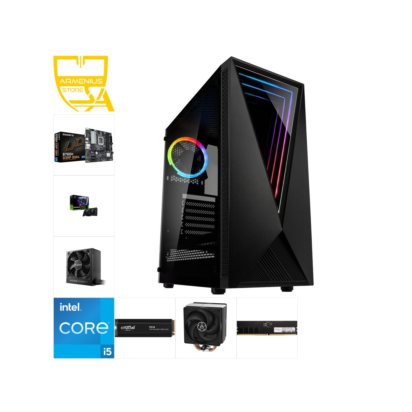 Custom 1080p Gaming PC - i5-12400, RTX 5060 8GB, 16GB DDR5, 1TB NVMe — Armenius Store Cyprus