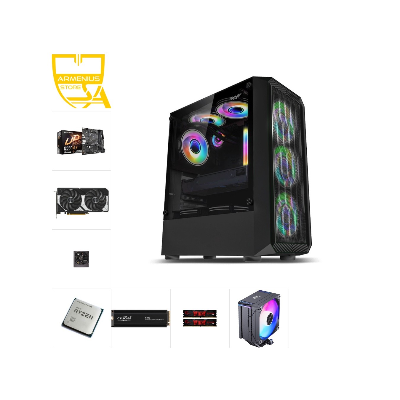 Custom Gaming PC - Ryzen 7 5700X, RTX 5060 OC, 16GB DDR4, 1TB NVMe — Buy in Cyprus with Fast Delivery