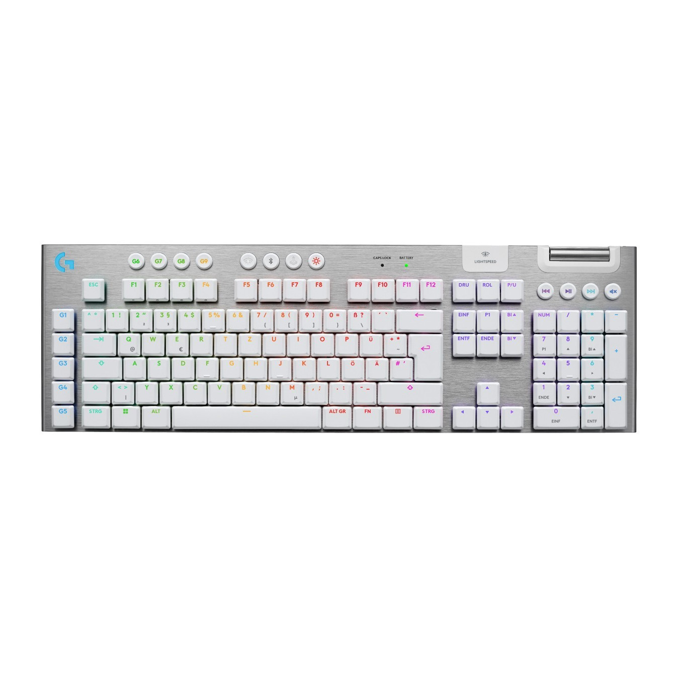 Logitech G915 X LIGHTSPEED - G920-012686 - Low-Profile Mechanical RGB Wireless Keyboard, White, German QWERTZ