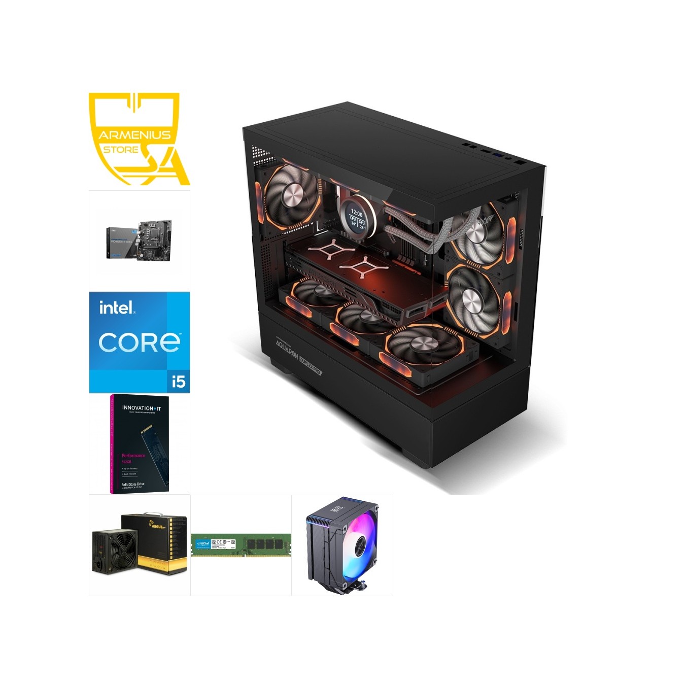 Custom PC | Intel i5-12400, 16GB DDR4, 512GB NVMe — Assembled — Armenius Store Cyprus