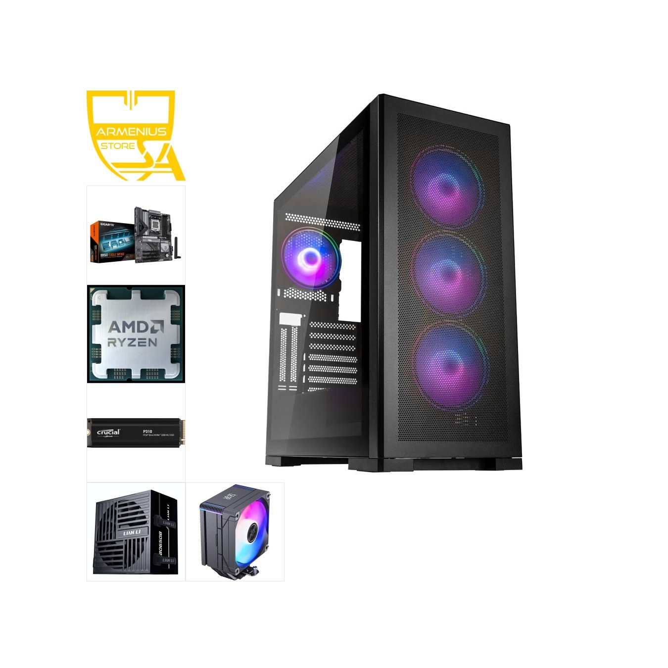 High Performance Custom PC - Ryzen 7 7700, 16GB DDR5, 1TB NVMe (No GPU Included) — Armenius Store Cyprus