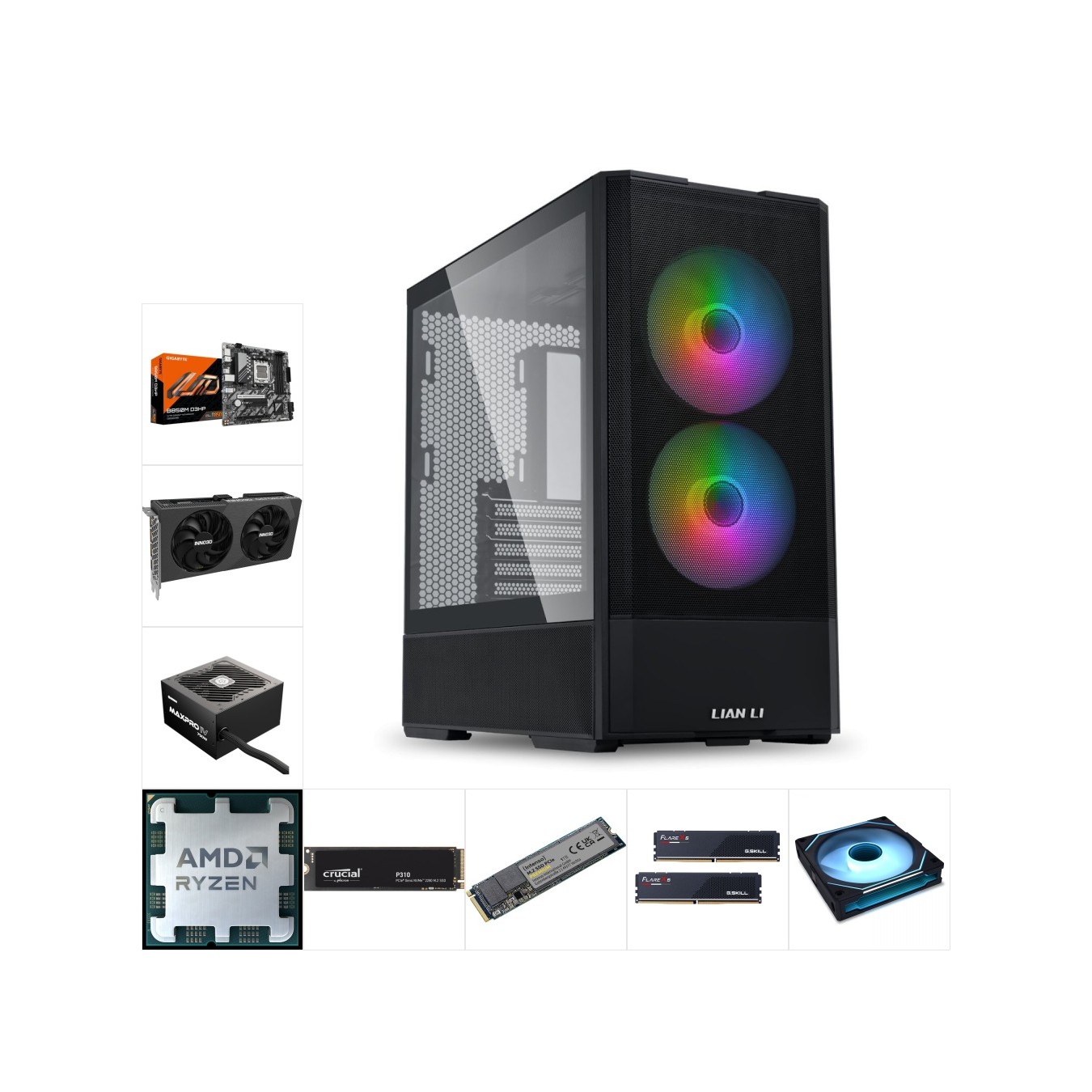 Custom Gaming PC - Ryzen 5 7600 | RTX 5060 8GB | 32GB DDR5 | 2TB+1TB NVMe — Armenius Store Cyprus