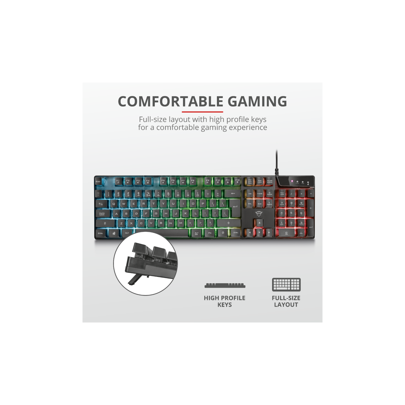 Trust GXT 835 Azor - Full Size GR Gaming Keyboard - Membrane RGB | Armenius Store