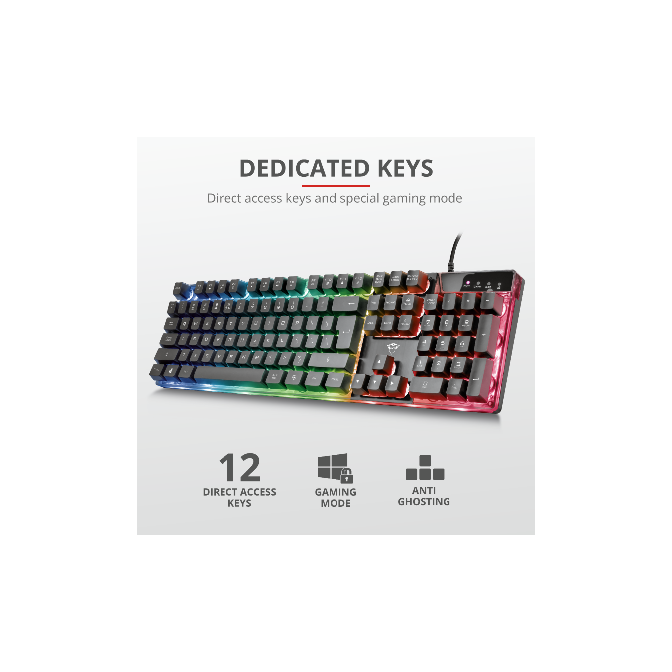 Trust GXT 835 Azor - Full Size GR Gaming Keyboard - Membrane RGB | Armenius Store