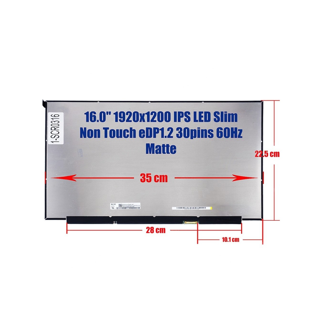 Laptop screen for Lenovo ThinkBook 16 G7 IML 16" 1920x1200 LED 30 pin
