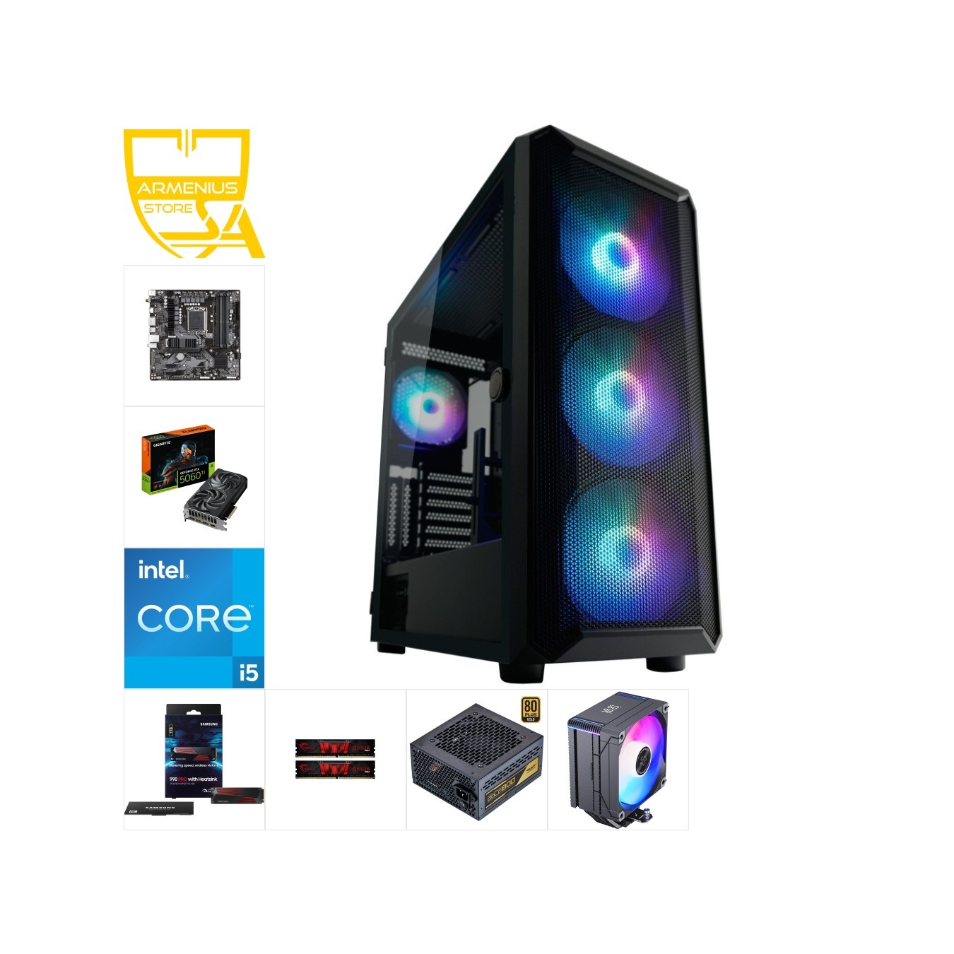 Custom Gaming PC | i5-14400, RTX 5060 Ti 16GB, 16GB DDR4, 1TB NVMe - Build & Install — Armenius Store Cyprus