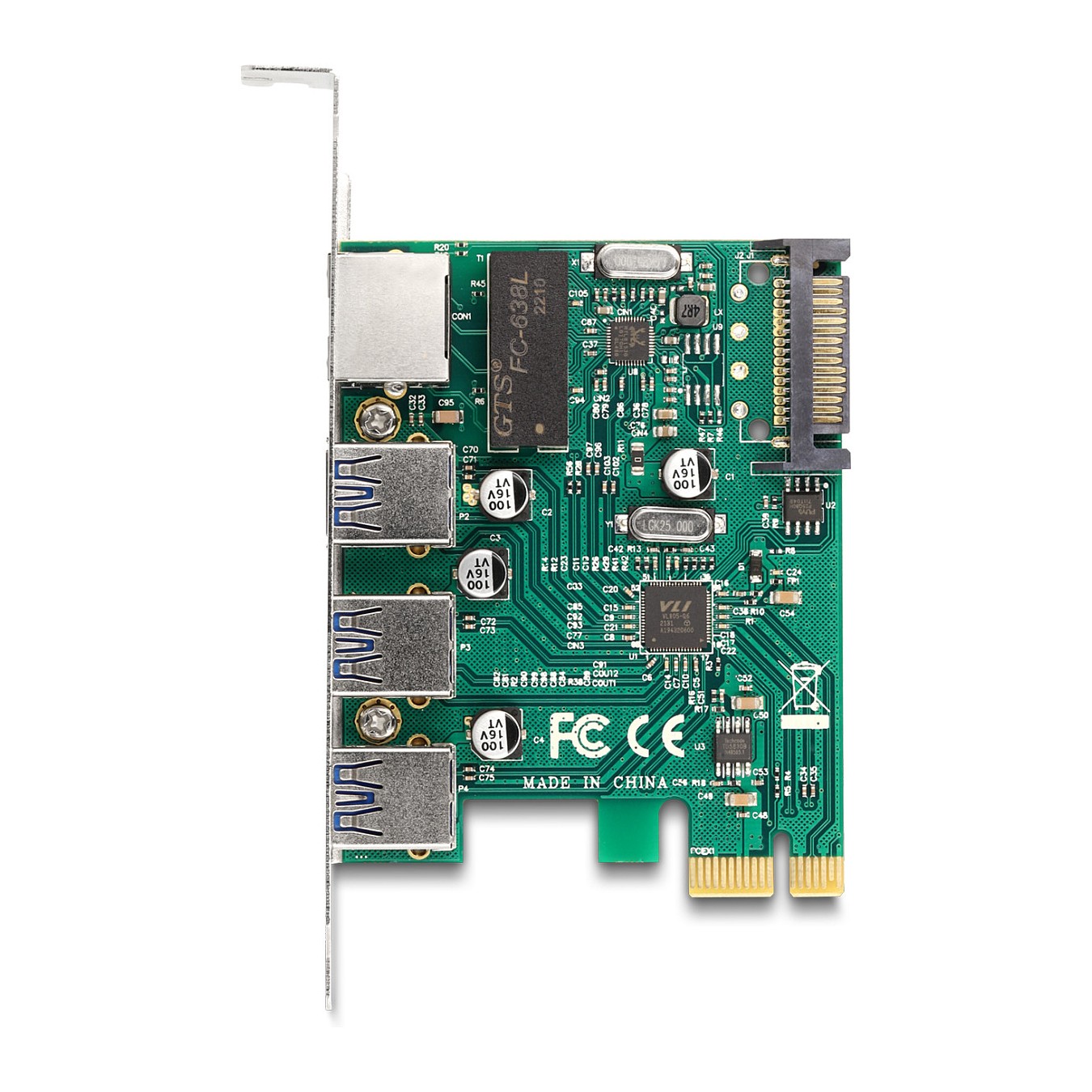 Buy PCI Express x1 Karte zu 3 x USB 5 Gbps Typ-A Buchse + 1 x Gigabit LAN in Cyprus, Nicosia, Limassol, Larnaka, Pafos