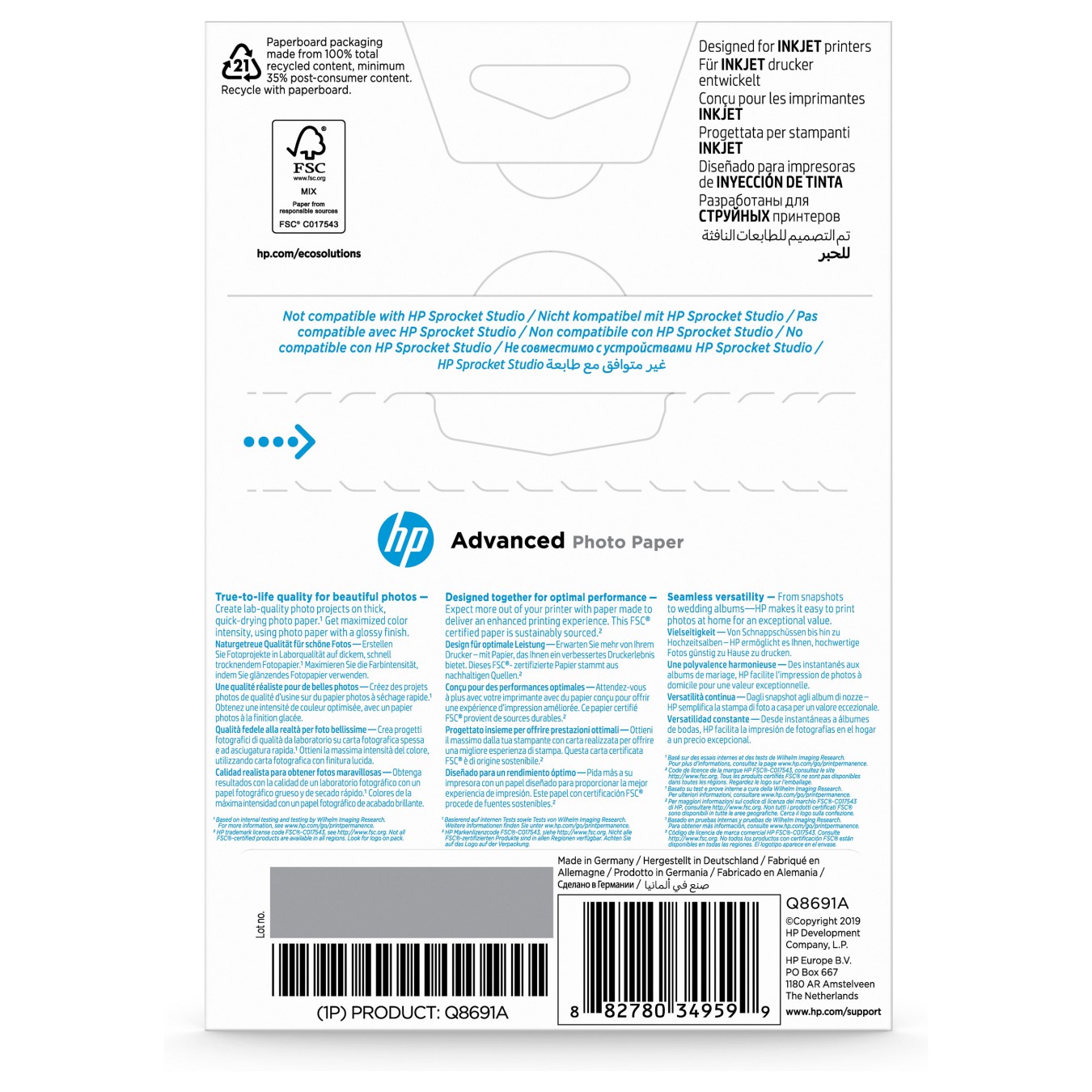Buy HP Q8691A 10x15cm Fotopapier in Cyprus, Nicosia, Limassol, Larnaka, Pafos
