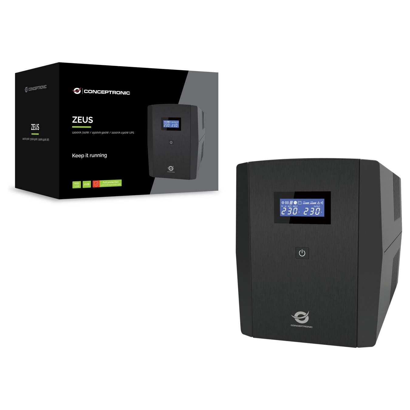 Buy CONCEPTRONIC USV 1200VA 720W 4xUK HID USB RJ45in Out AVR sw in Cyprus, Nicosia, Limassol, Larnaka, Pafos