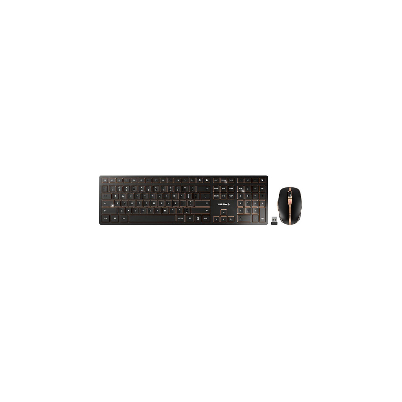 Buy Cherry DW 9000 Slim - Tastatur-und-Maus-Set - kabellos - 2.4 GHz. Bluetooth 4.0 - US mit Euro-Symbol - Schwarz. Bronze in Cy