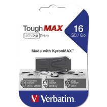 Verbatim ToughMAX USB 2.0 Flash Drive - 16GB - Black, Protective Cap with Key Ring — Buy in Cyprus with Fast Delivery