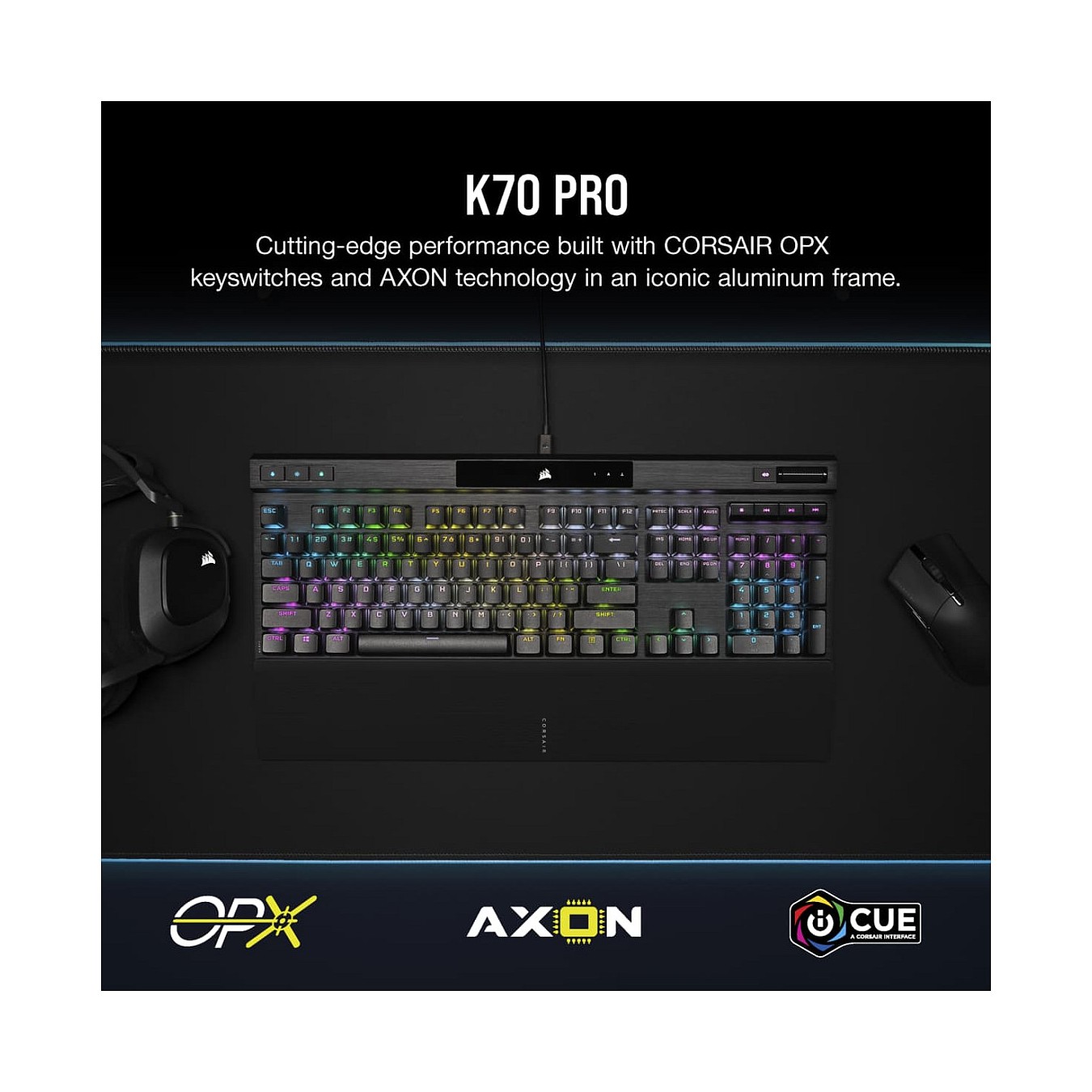 Buy Corsair K70 RGB PRO - Kabelgebunden - USB - Optomechanischer Schlüsselschalter - AZERTY - RGB-LED - Schwarz FR in Cyprus, Ni