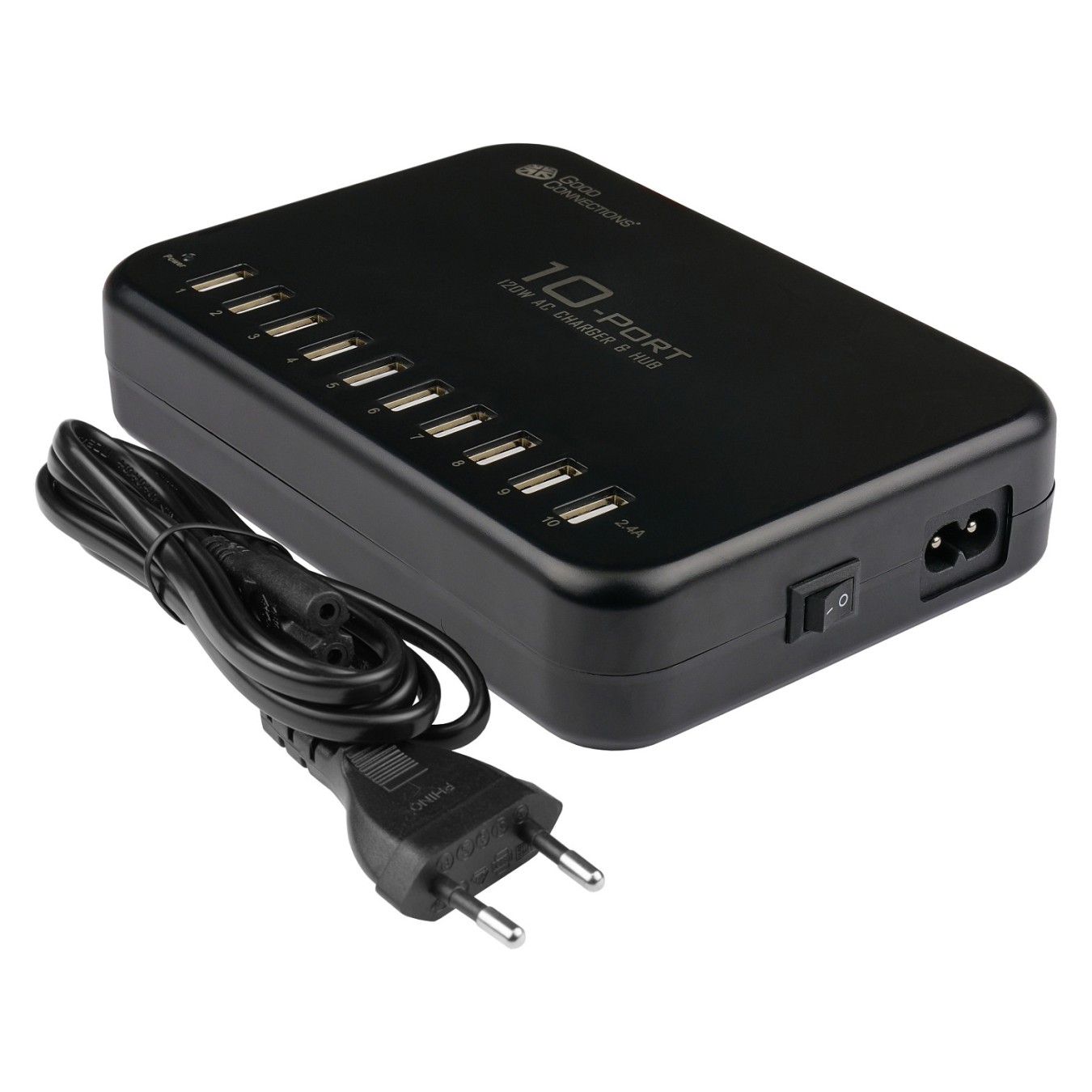 Buy GoodConnections USB Desktop Schnellladestation 120W 10-Port USB-A Schwarz in Cyprus, Nicosia, Limassol, Larnaka, Pafos