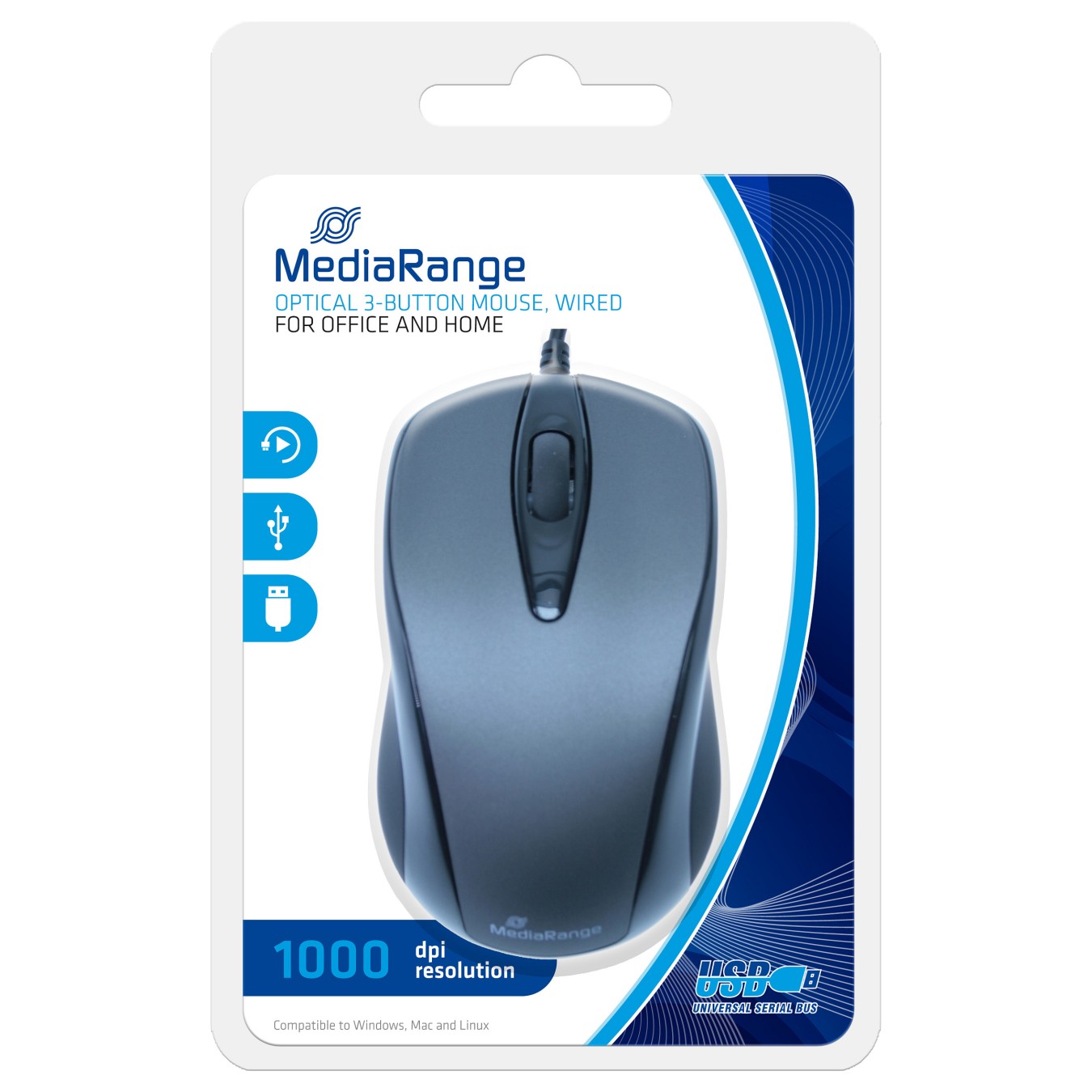 Buy MediaRange MROS201 Maus kabelgebunden schwarz, grau in Cyprus, Nicosia, Limassol, Larnaka, Pafos