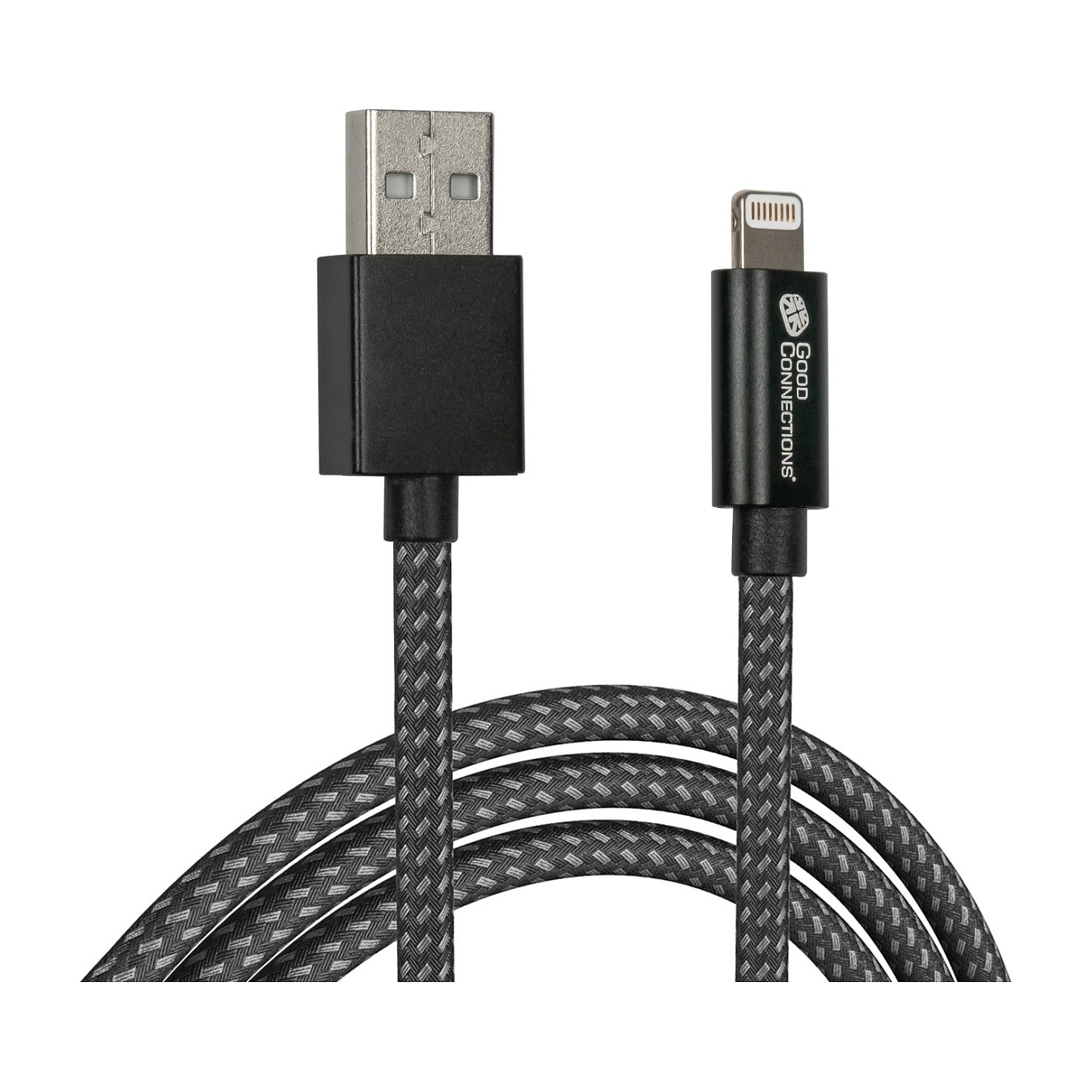 Buy GoodConnections USB-A 2.0 to Lightning (ST-ST) 0,5m Ladekabel Textilmantel 12W Schwarz in Cyprus, Nicosia, Limassol, Larnaka