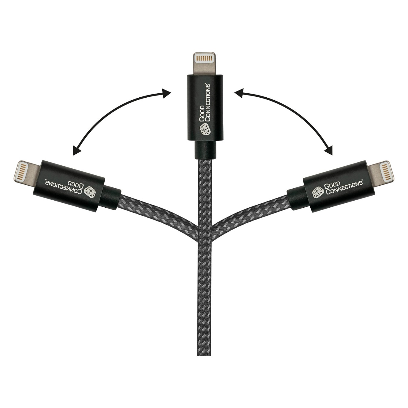 Buy GoodConnections USB-A 2.0 to Lightning (ST-ST) 0,5m Ladekabel Textilmantel 12W Schwarz in Cyprus, Nicosia, Limassol, Larnaka