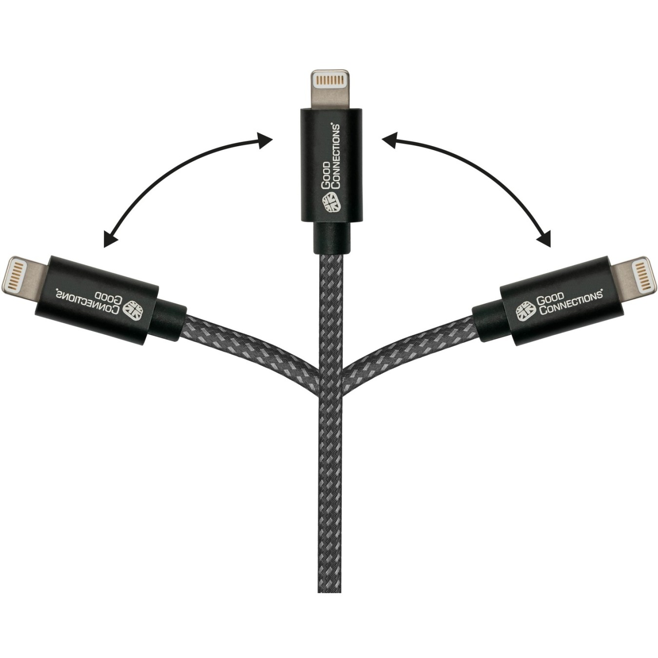 Buy GoodConnections USB-A 2.0 to Lightning (ST-ST) 0,5m Ladekabel Textilmantel 12W Schwarz in Cyprus, Nicosia, Limassol, Larnaka