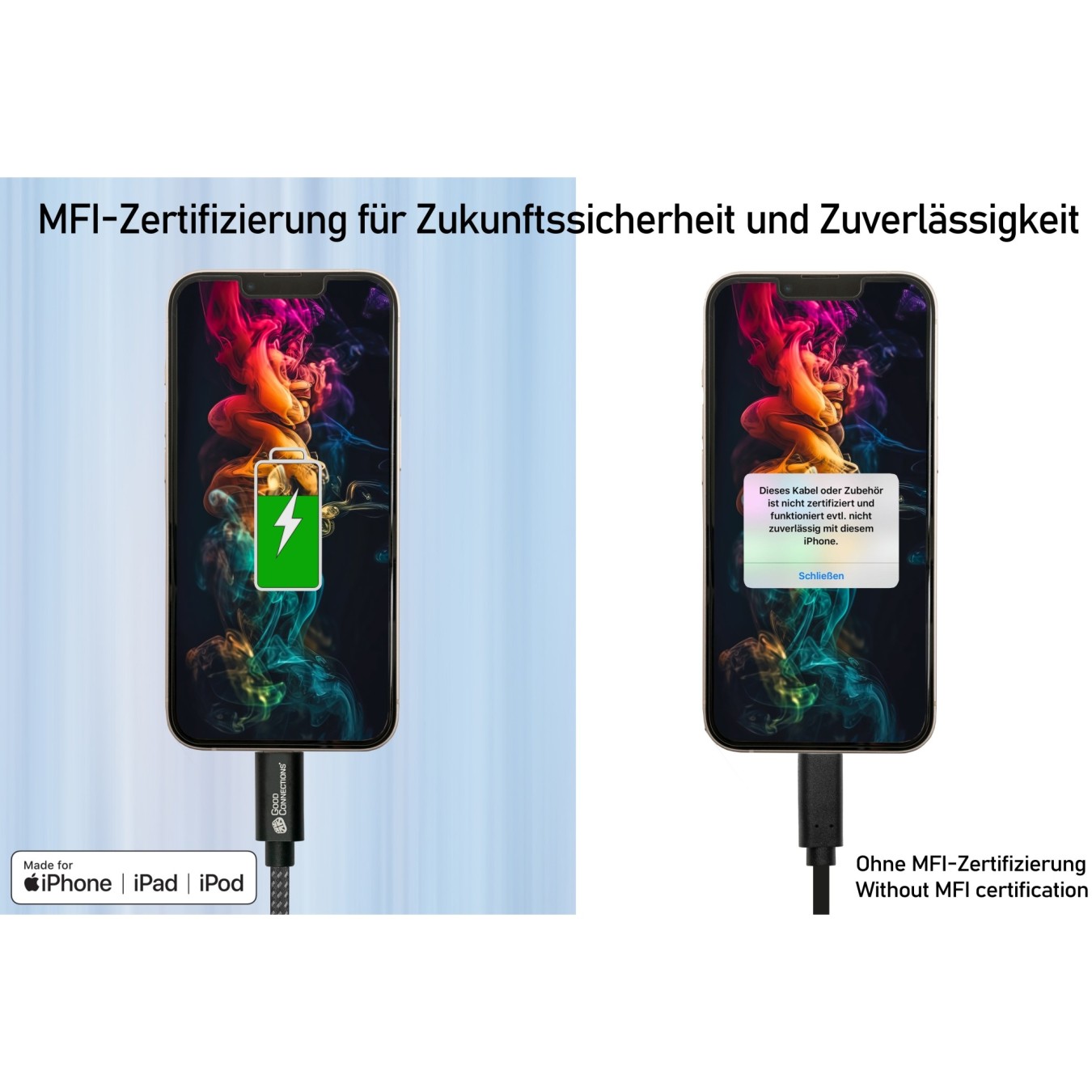 Buy GoodConnections USB-A 2.0 to Lightning (ST-ST) 0,5m Ladekabel Textilmantel 12W Schwarz in Cyprus, Nicosia, Limassol, Larnaka