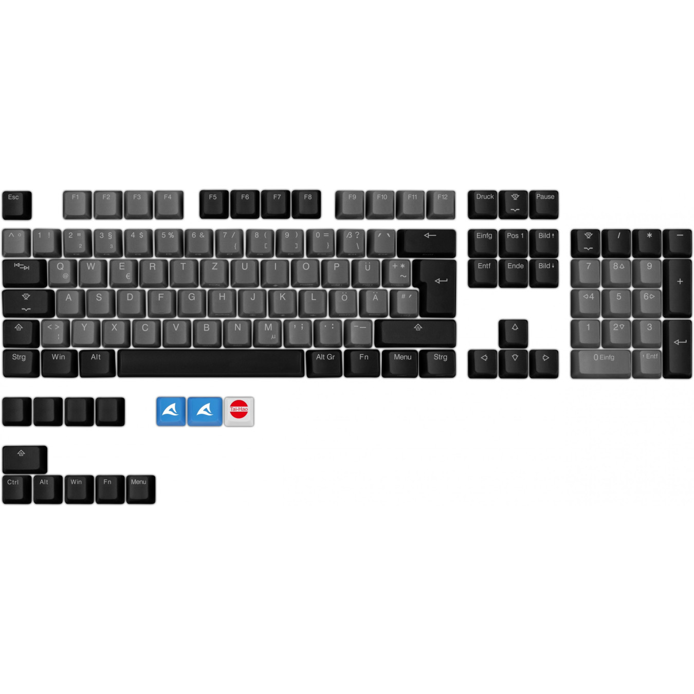 Sharkoon SKILLER SAC20 - 115-piece German ISO Keycap Set - Black, QWERTZ, Mechanical switch compatible
