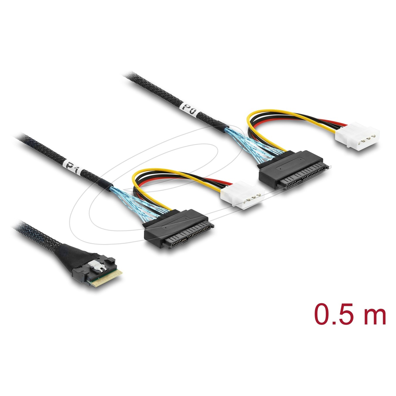 Buy Delock PCIe 4.0 Kabel Slim SAS SFF-8654 8i zu 2 x U.2 SFF-8639 Buchse + Stromanschluss 0,5 m in Cyprus, Nicosia, Limassol, L