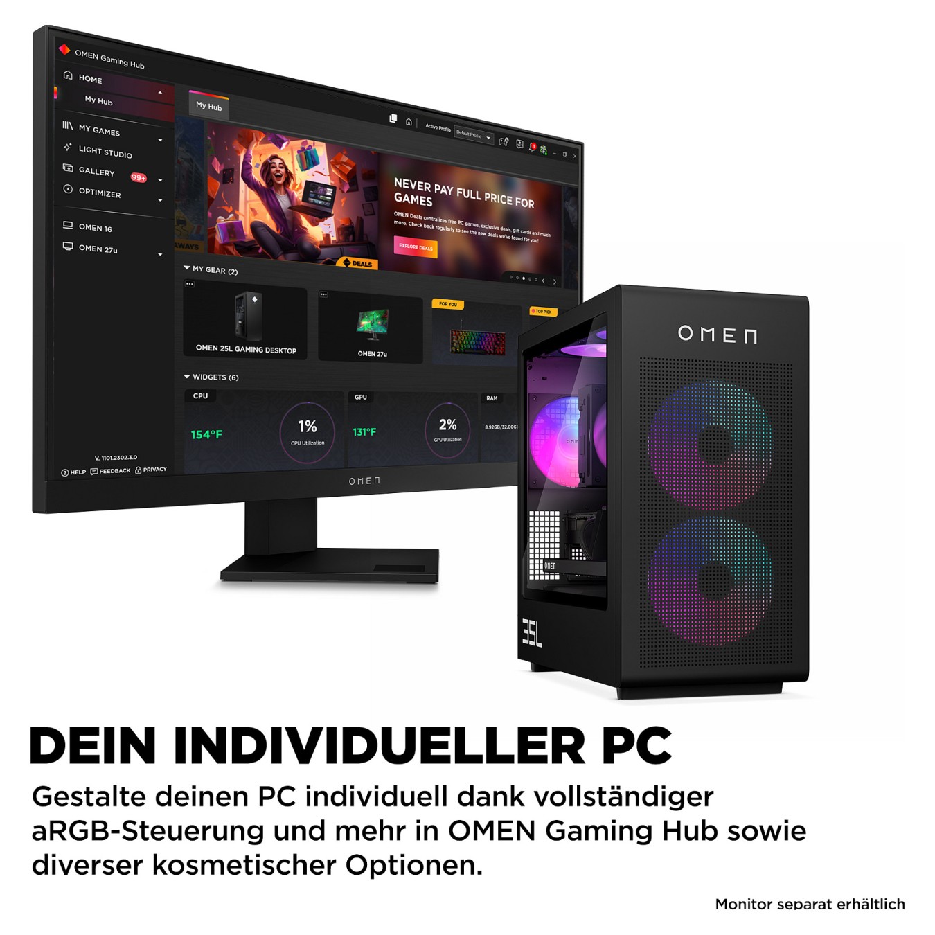 Buy HP OMEN GT16-0083ng 35L RYZ7 8700F 32GB 3TBSSD RTX5070Ti W11 Home in Cyprus, Nicosia, Limassol, Larnaka, Pafos