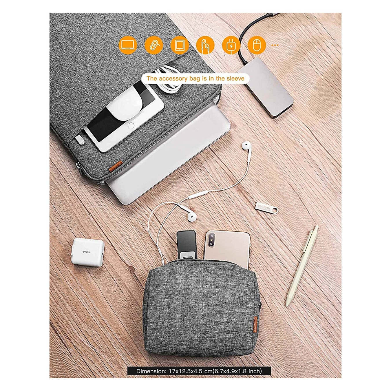 Buy inateck Laptoptasche 16' mit Zubehörtasche LB01006 S1 gray in Cyprus, Nicosia, Limassol, Larnaka, Pafos