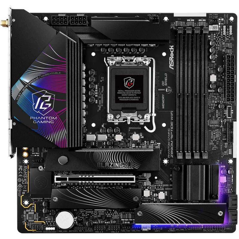 Buy ASRock Z890M Phantom Gaming Riptide WiFi - microATX, LGA1851, DDR5, Wi‑Fi ... in Cyprus, Nicosia, Limassol, Larnaka, Pafos