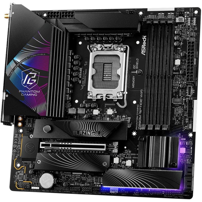 Buy ASRock Z890M Phantom Gaming Riptide WiFi - microATX, LGA1851, DDR5, Wi‑Fi ... in Cyprus, Nicosia, Limassol, Larnaka, Pafos