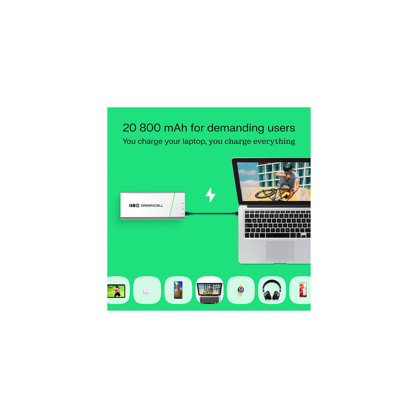 Buy Powerbank Green Cell PowerPlay Ultra 1xUSB-A 2xUSB-C Power Delivery 20800mAh 65W Black in Cyprus, Nicosia, Limassol, Larnaka