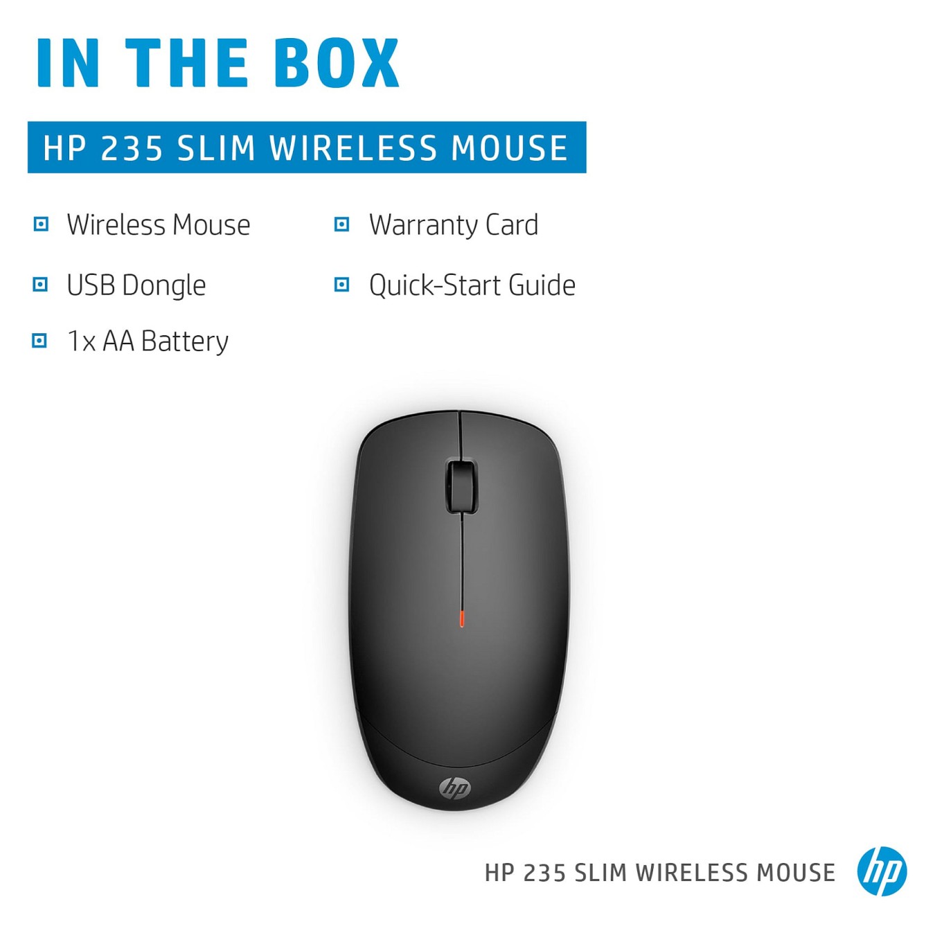 Buy HP 235 Slim - Maus - optisch - 3 Tasten - kabellos - 2.4 GHz - kabelloser Empfnger (USB) - Schwarz in Cyprus, Nicosia, Limas